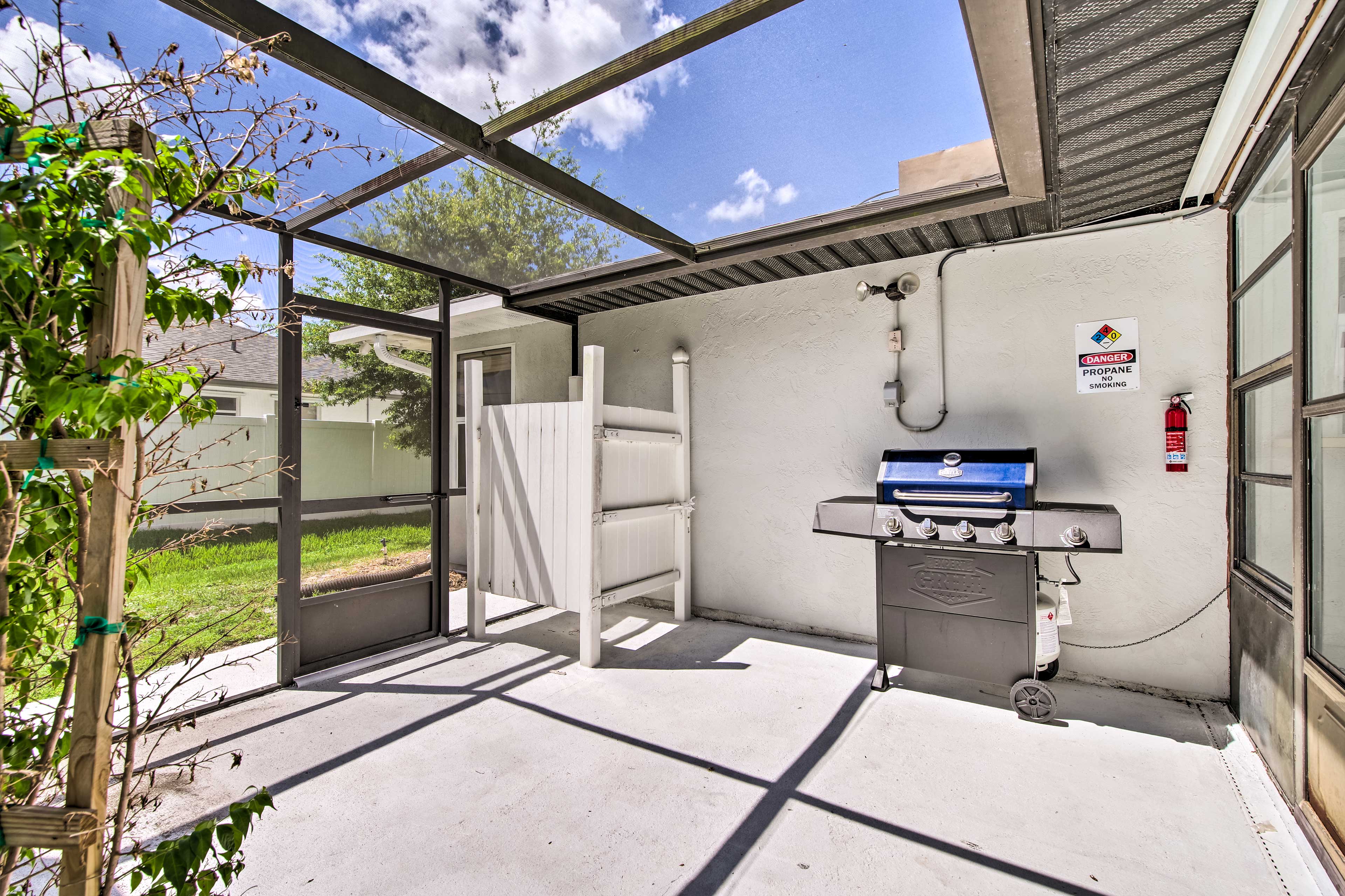 Extended Porch | Outdoor Changing Area | Gas Grill