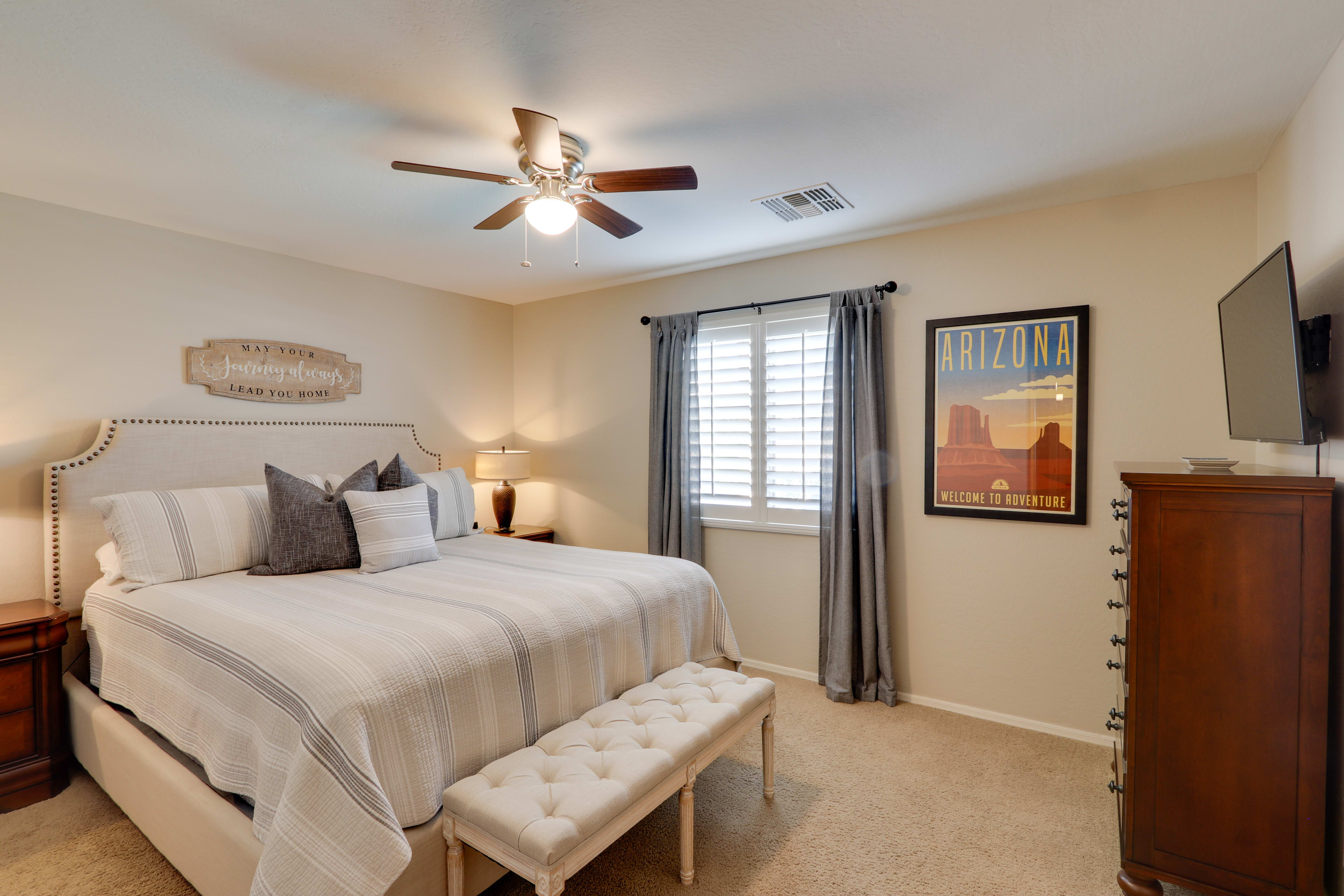 Bedroom 1 | Main Level | King Bed | Linens Provided | Smart TV