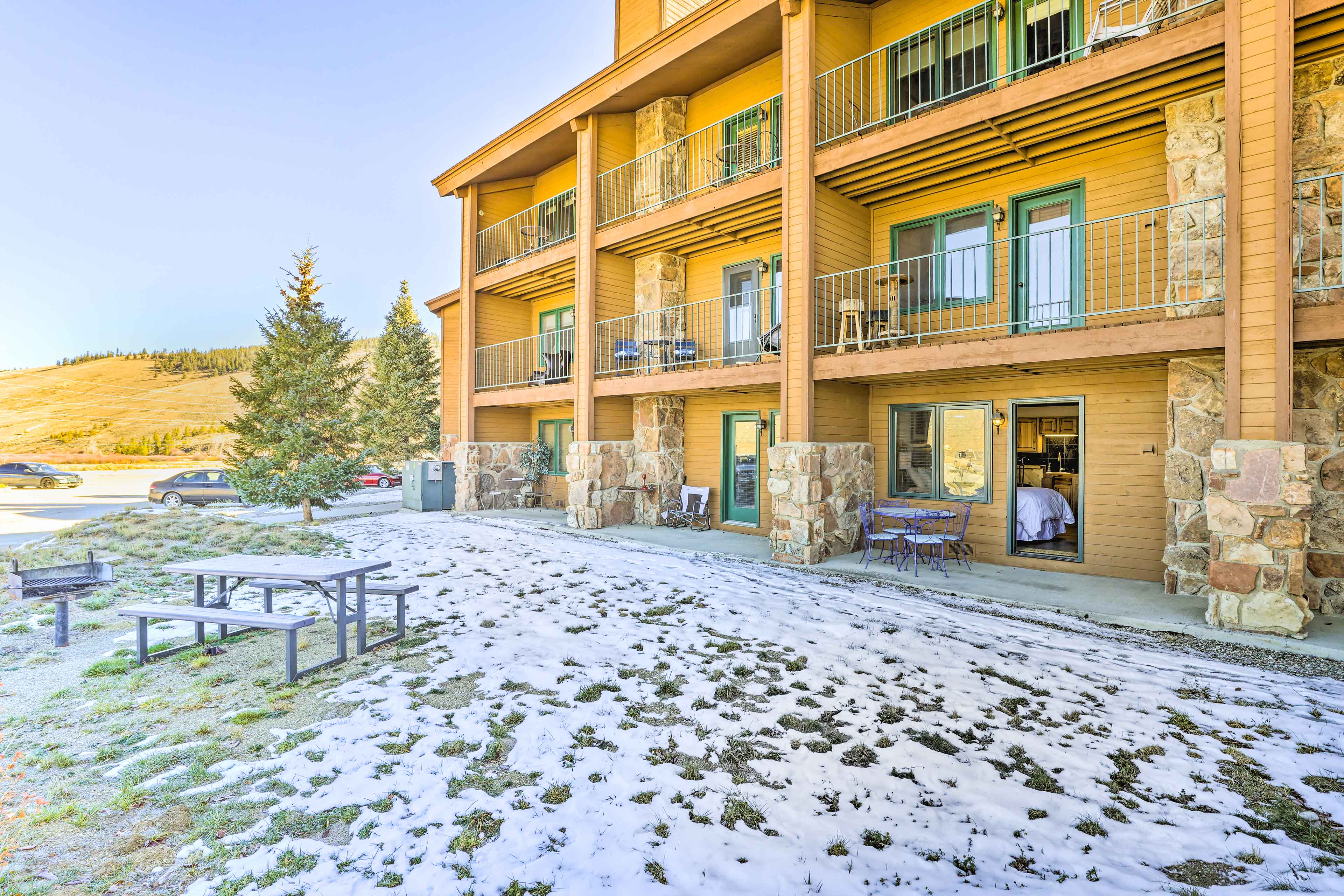 Condo Exterior | Access to Community Amenities | < 3 Mi to Downtown Granby