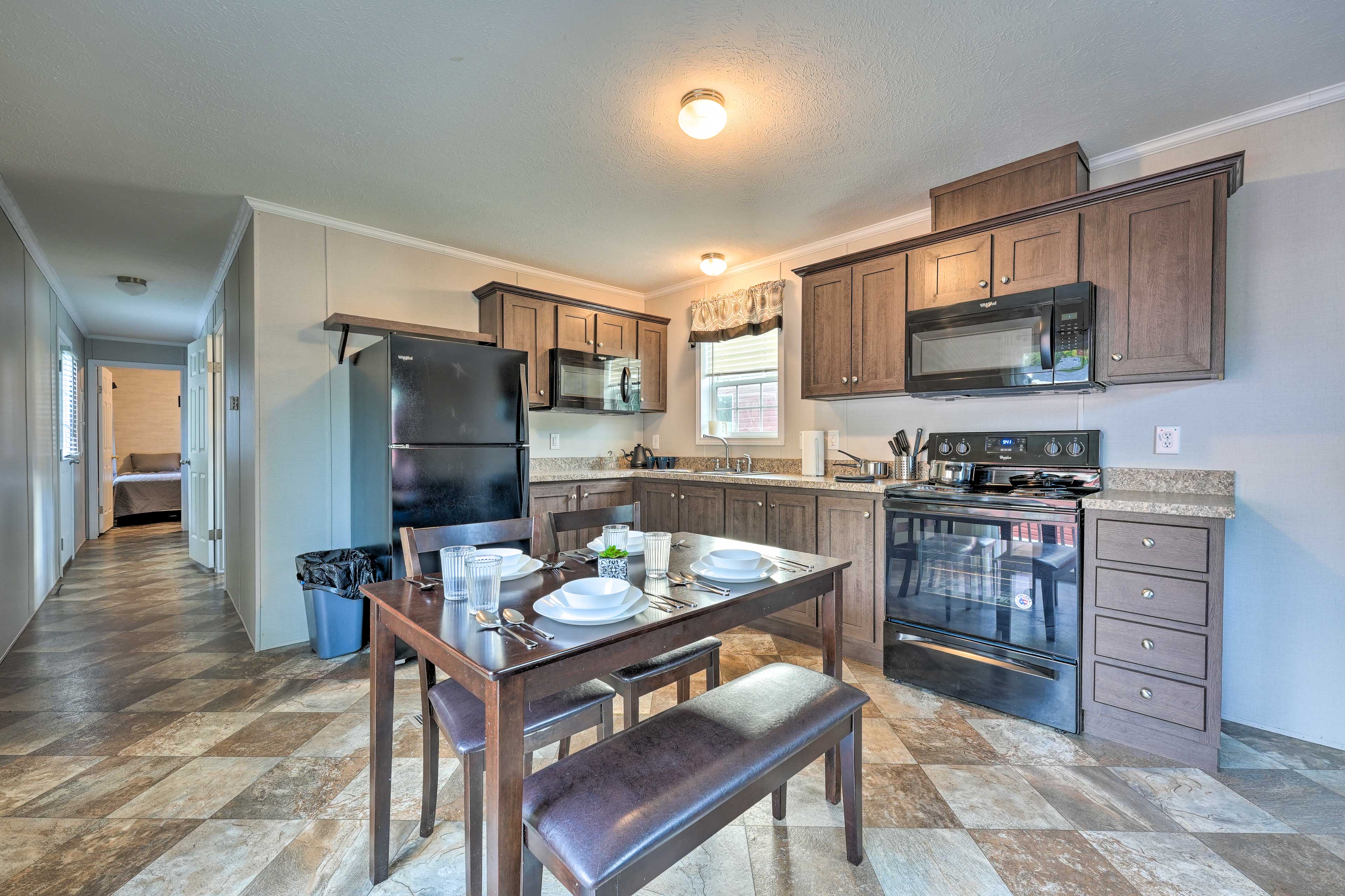 Kitchen & Dining Area | Trash Bags & Paper Towels Provided | Coffee Maker