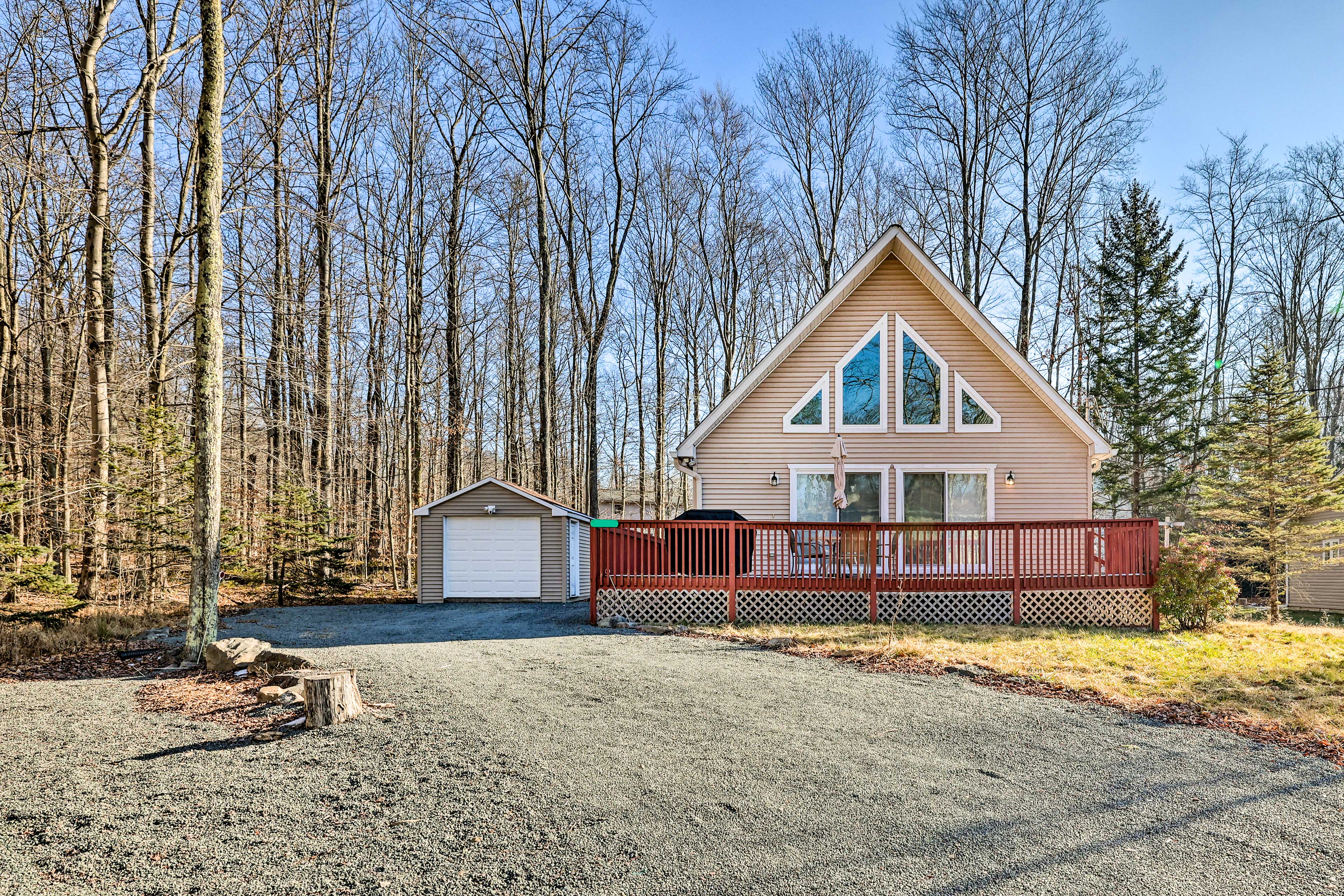 Pocono Lake Vacation Rental | 4BR | 3BA | Stairs Required | 1,872 Sq Ft