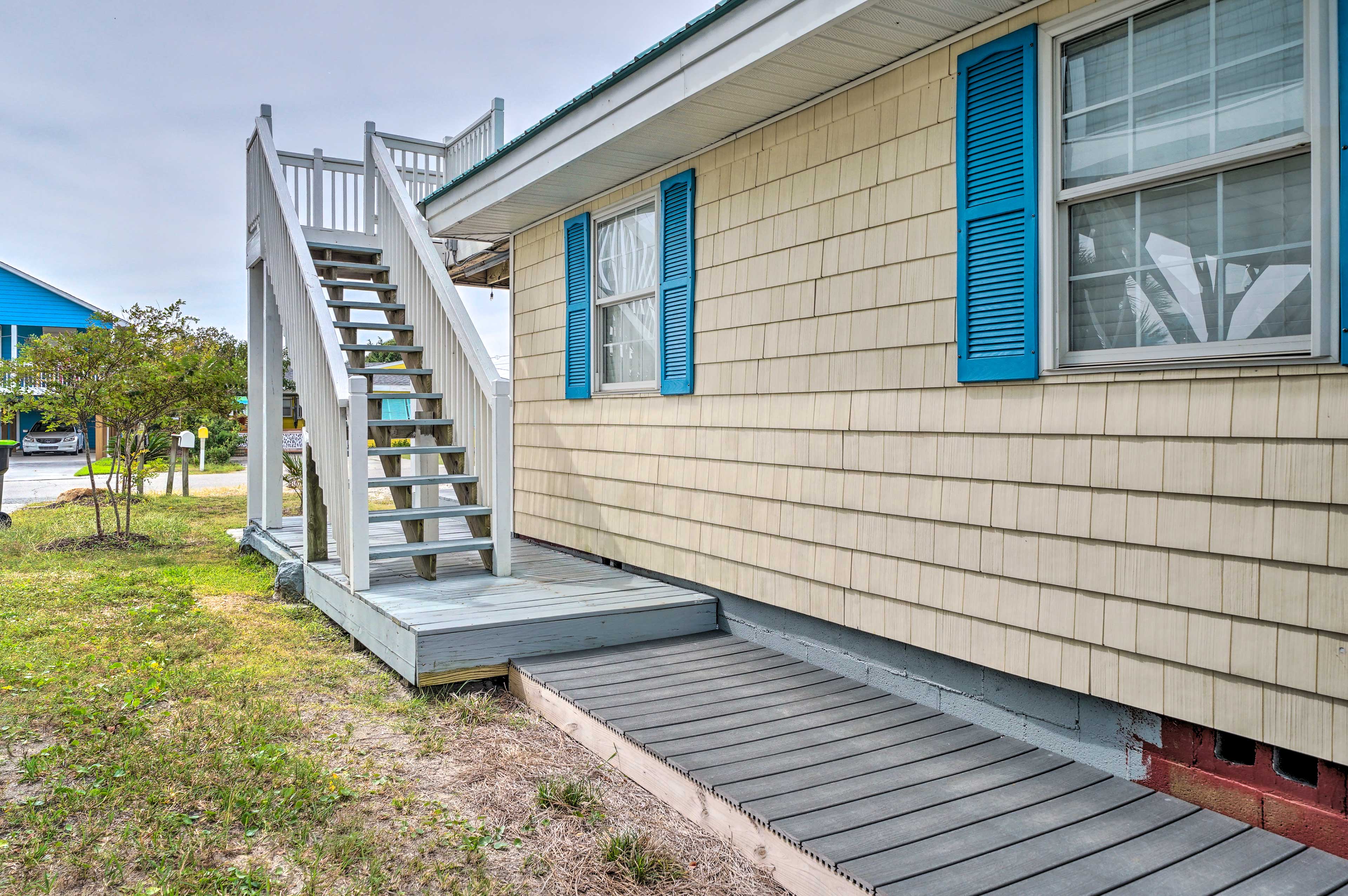 Stairs to Deck & Front Entry