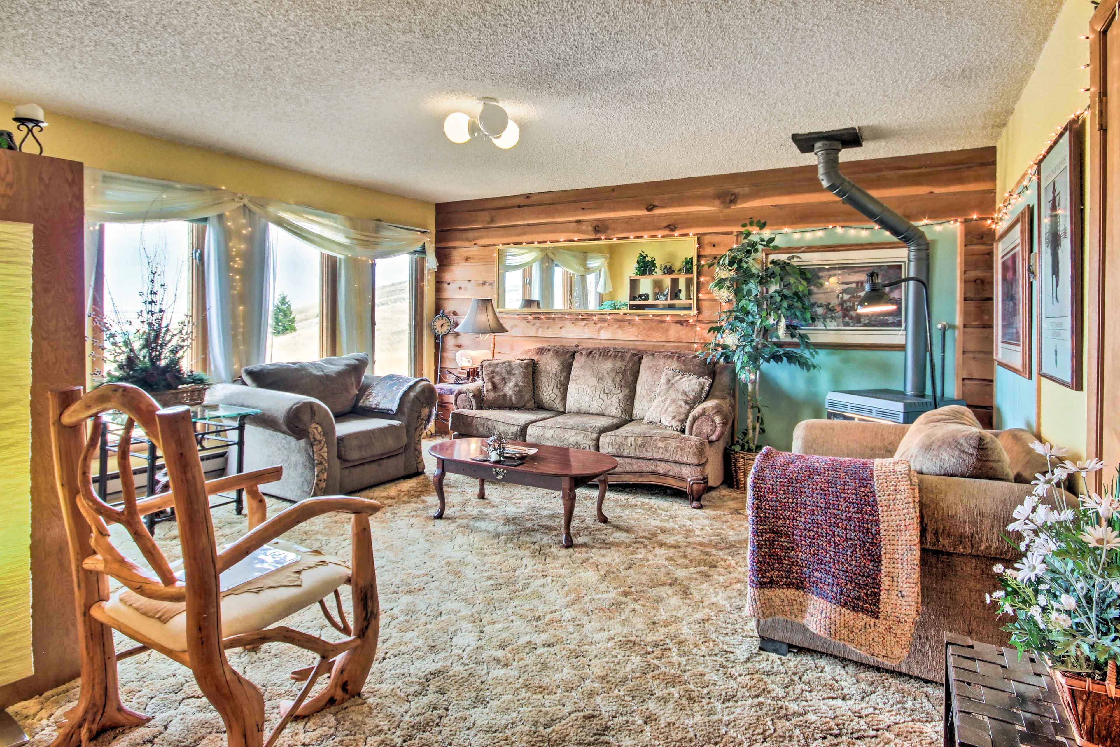 Living Room | Flat-Screen TV | Wood-Burning Stove