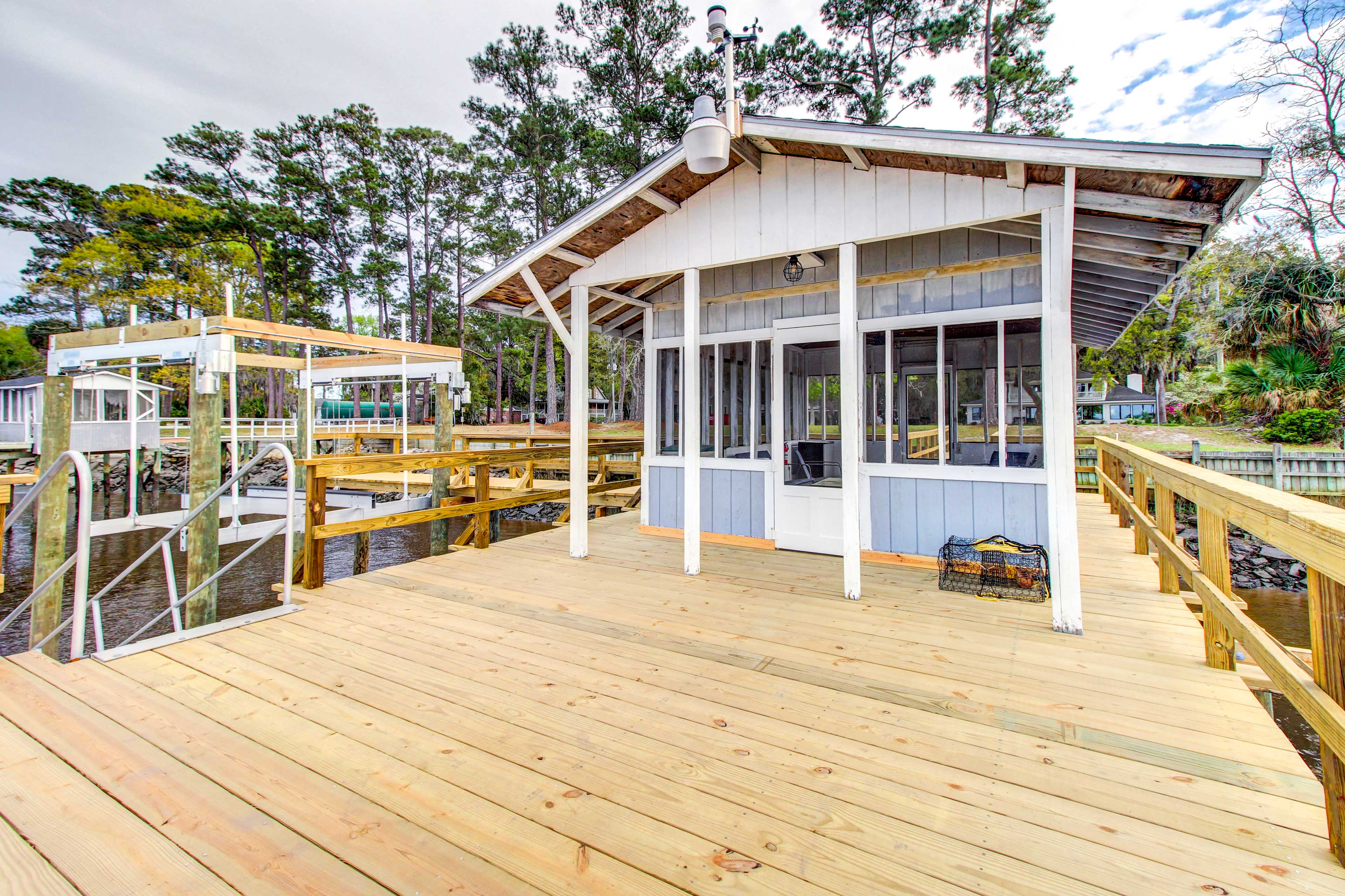 House Exterior | Private Boat Dock | Ogeechee River On-Site