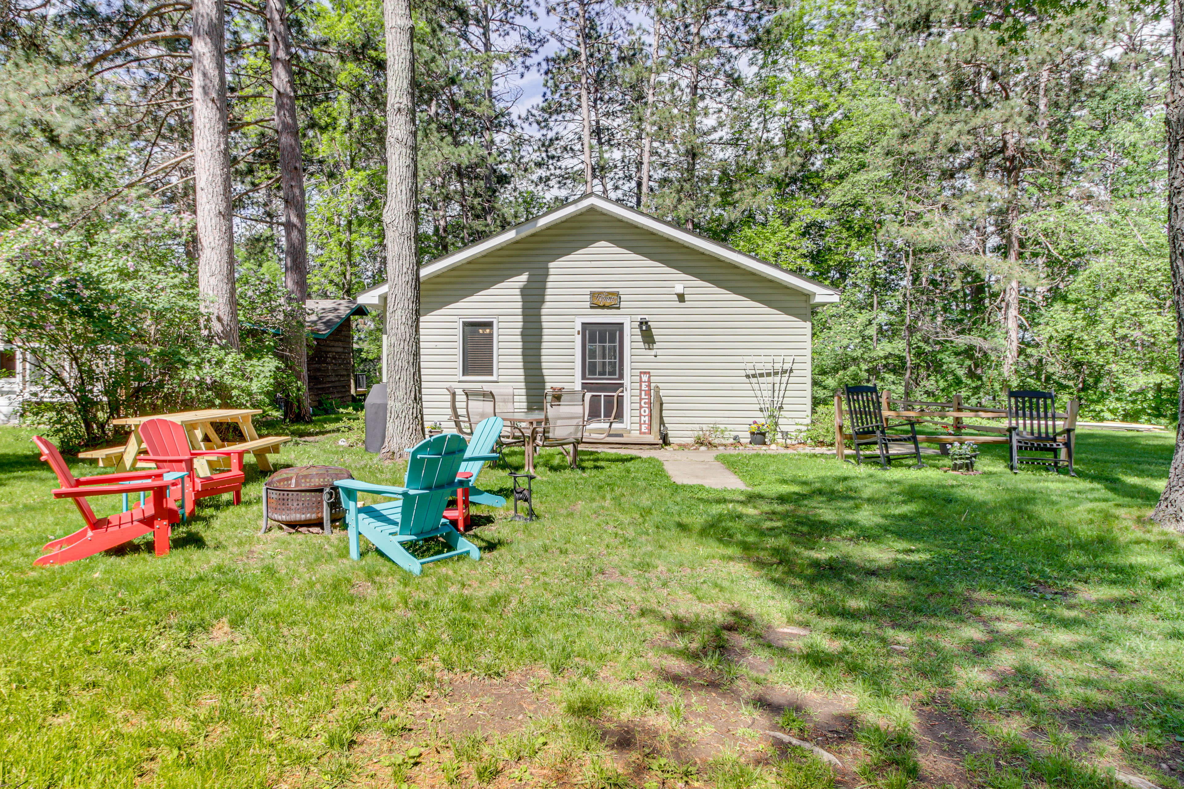 Cabin Exterior | Single-Story Home | Lakefront | Fire Pit