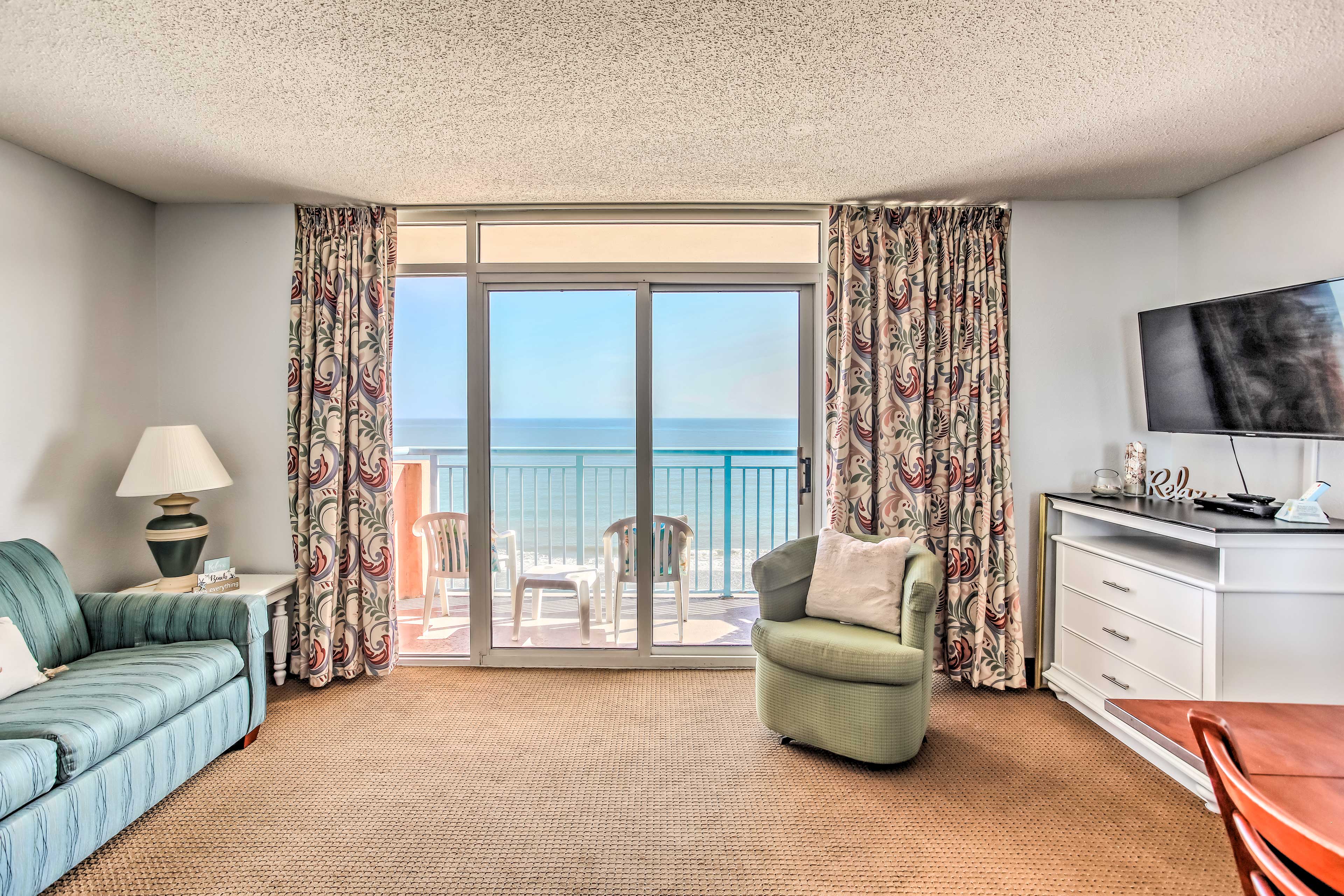 Living Room | Elevator Access | Central Location | Ocean Views | Steps to Shore