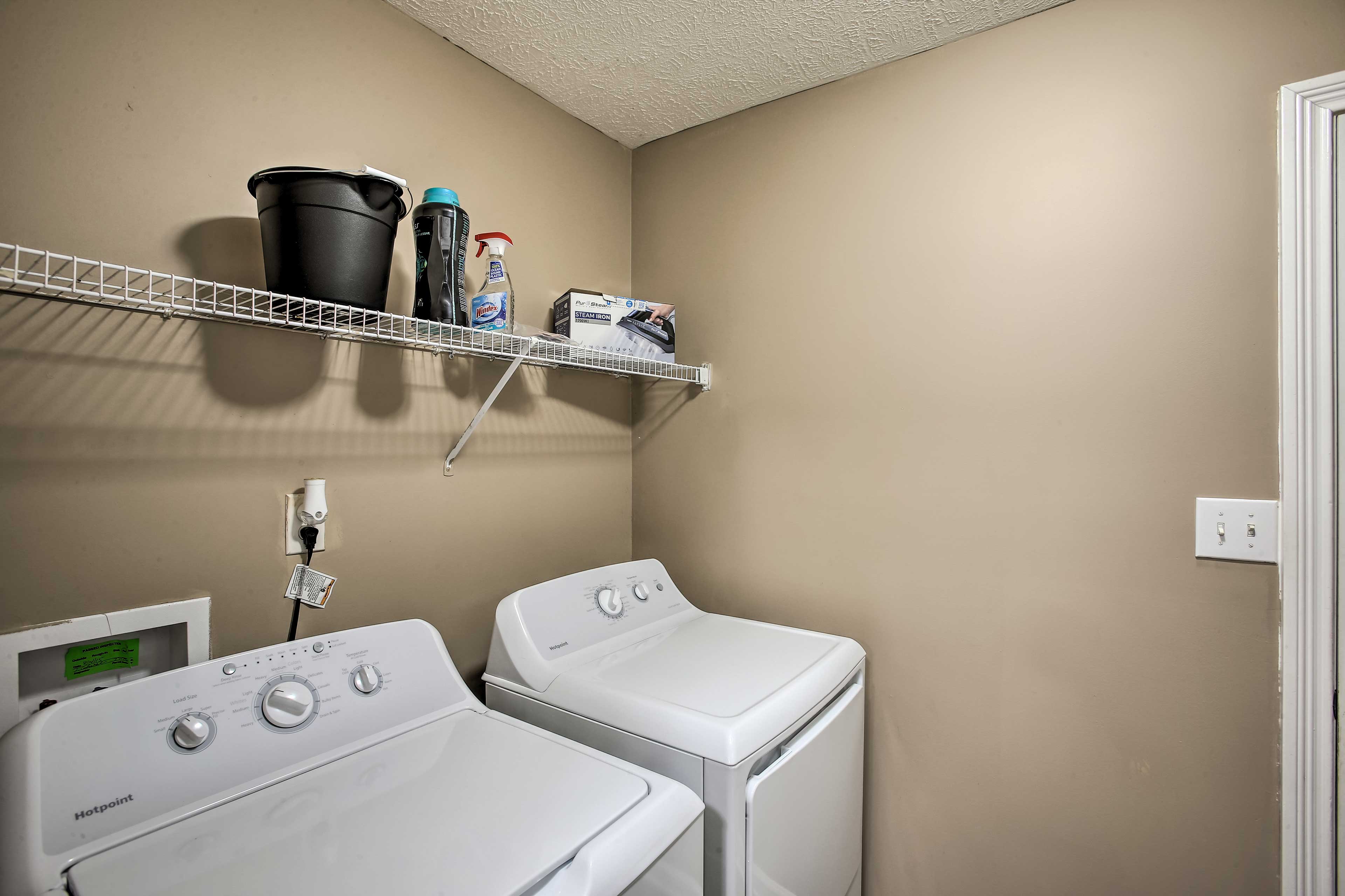 Laundry Room | 1st Floor | Washer/Dryer | Iron/Board | Trash Bags/Paper Towels
