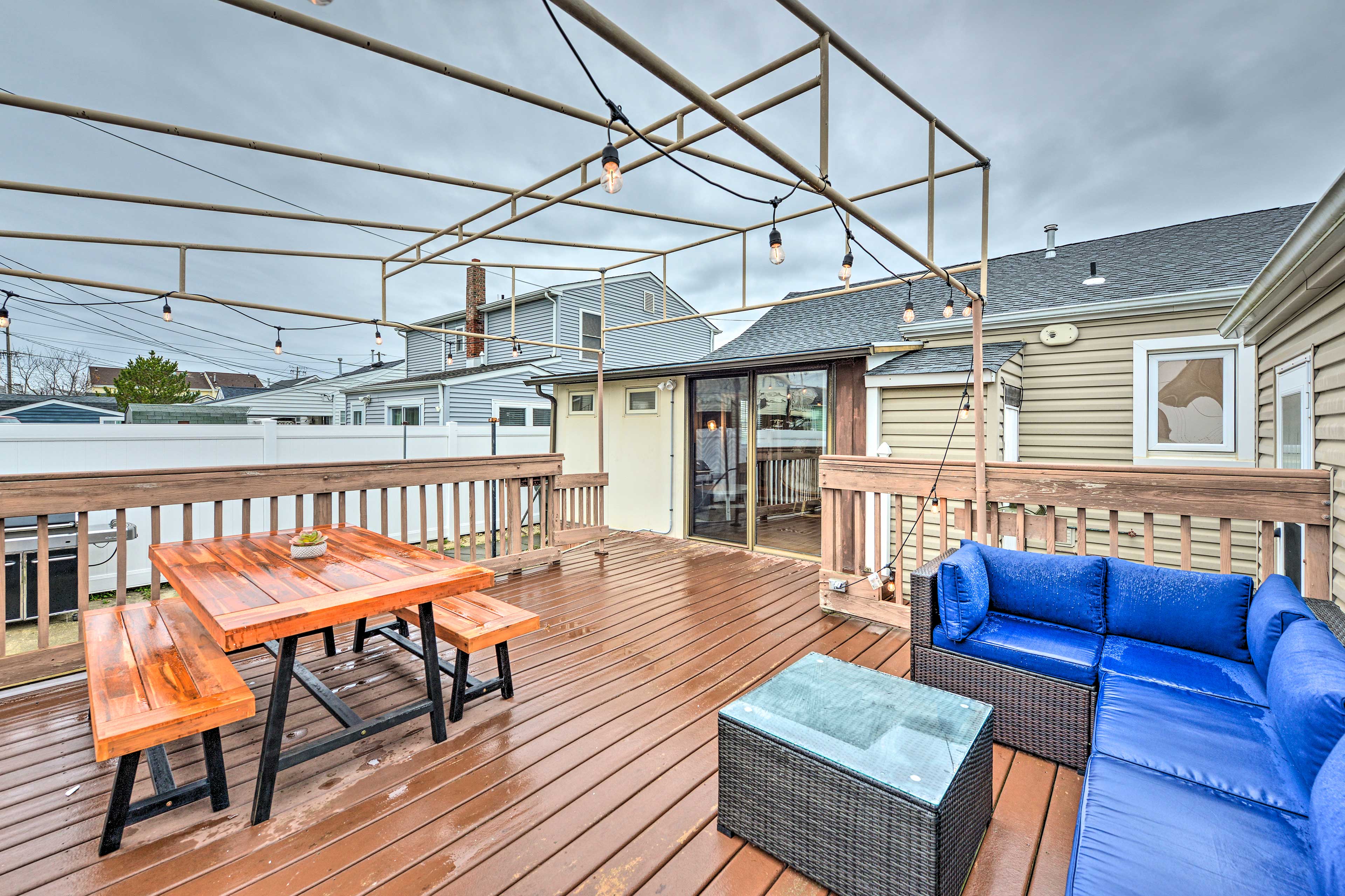 Deck | Grill | Outdoor Dining Area | Walk to Beaches