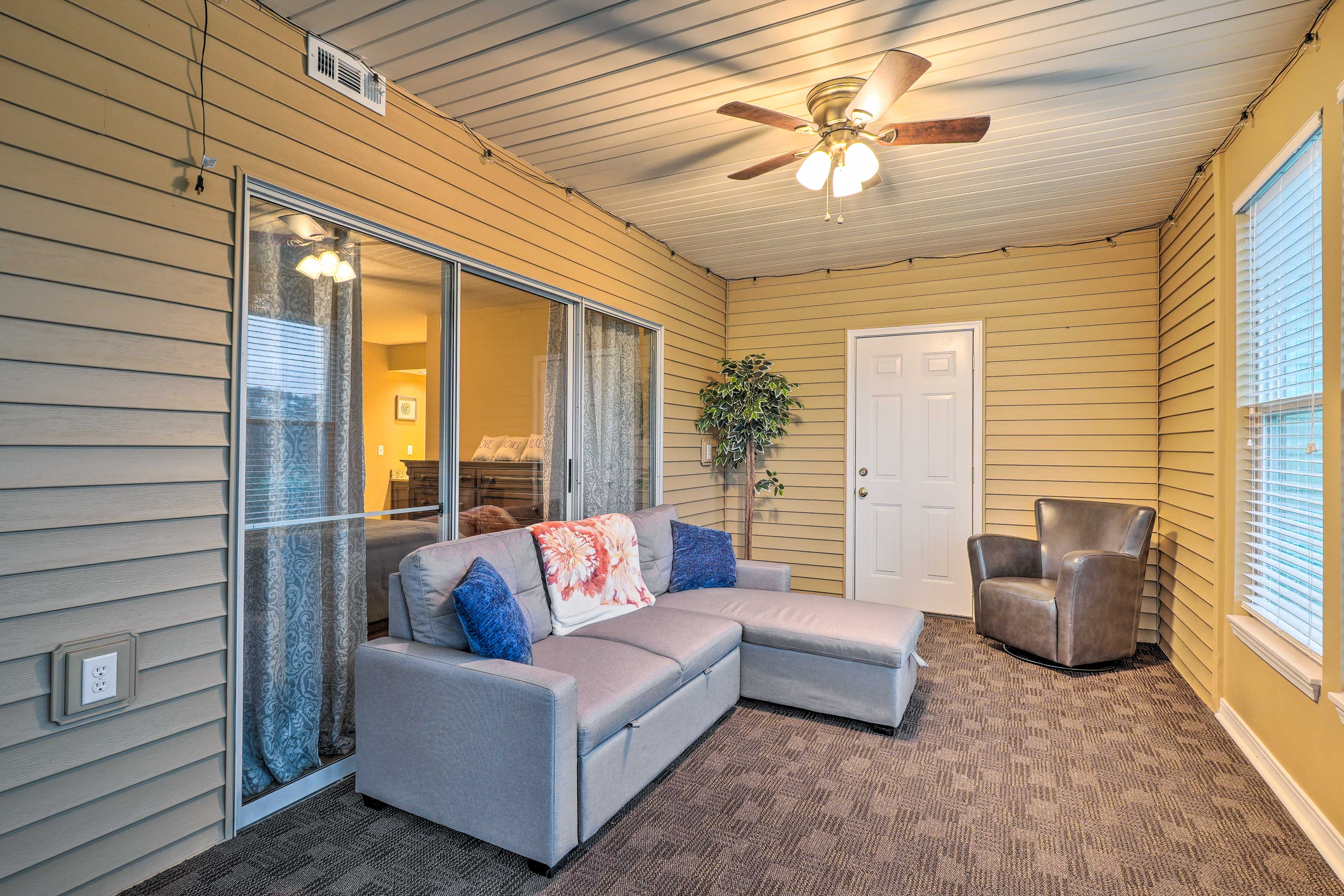 Enclosed Sunroom | Queen Sleeper Sofa