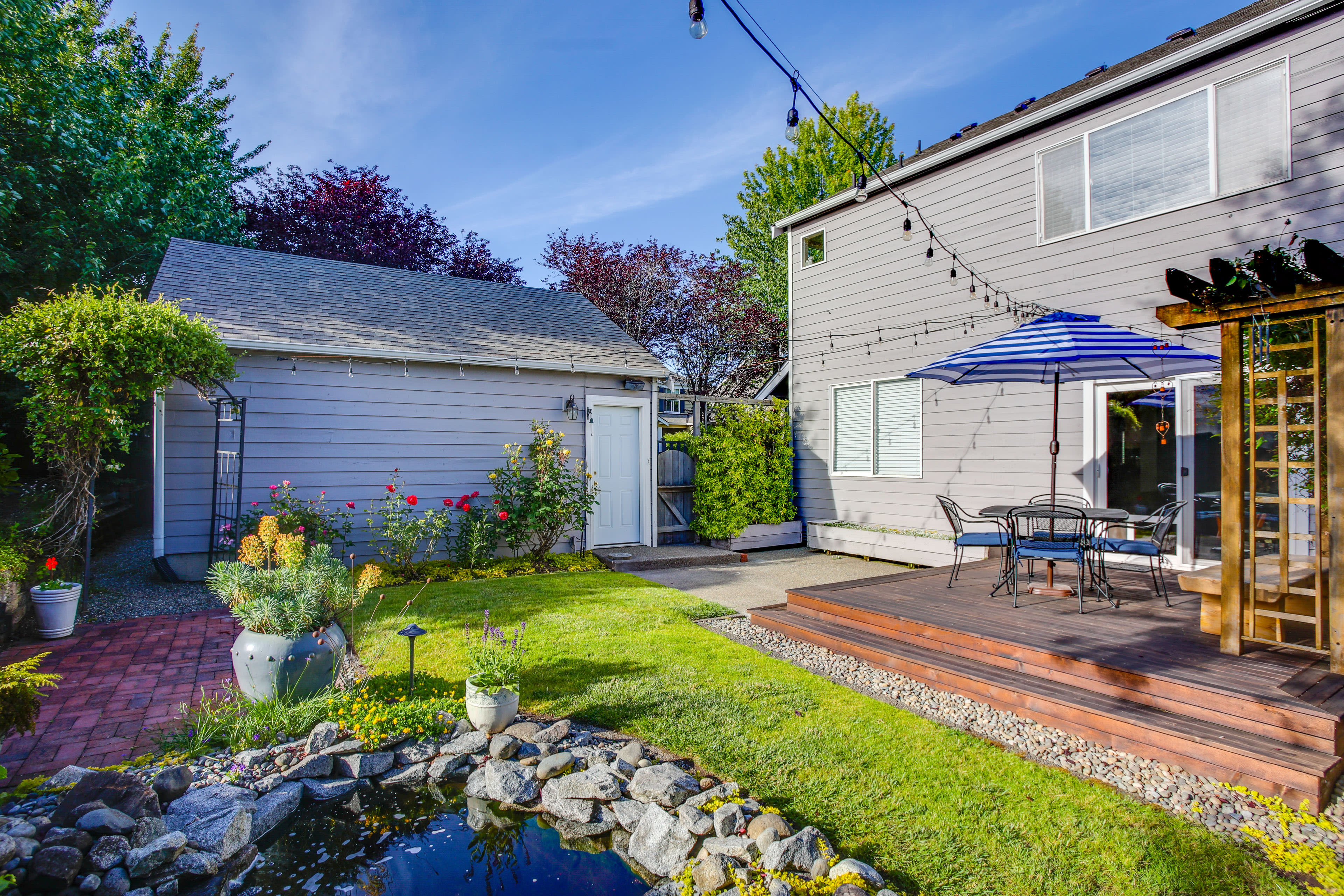 Private Yard | Deck | Patio | Garden w/ Small Pond