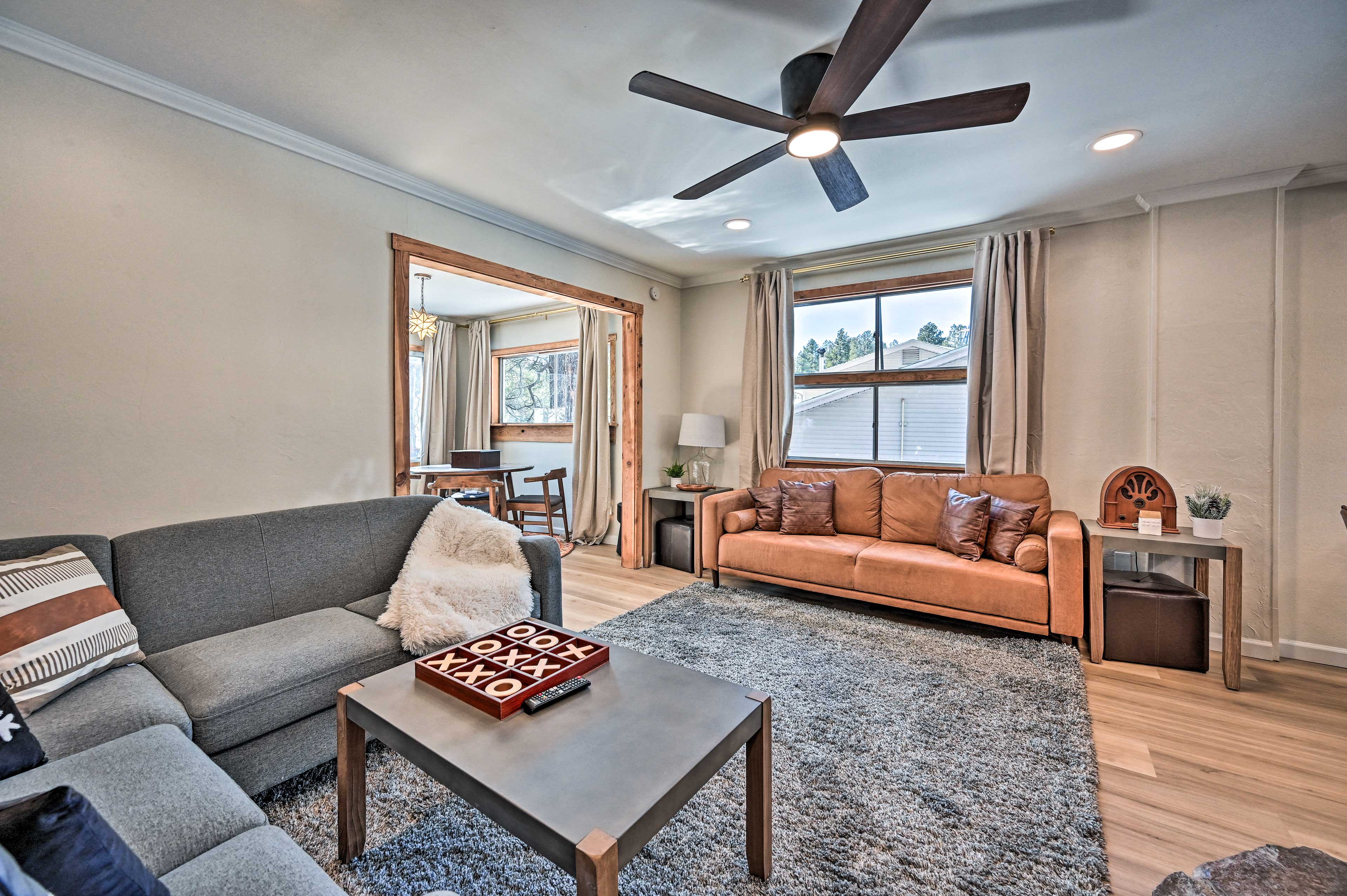 Living Room | Smart TV | Wood-Burning Stove | Ceiling Fan