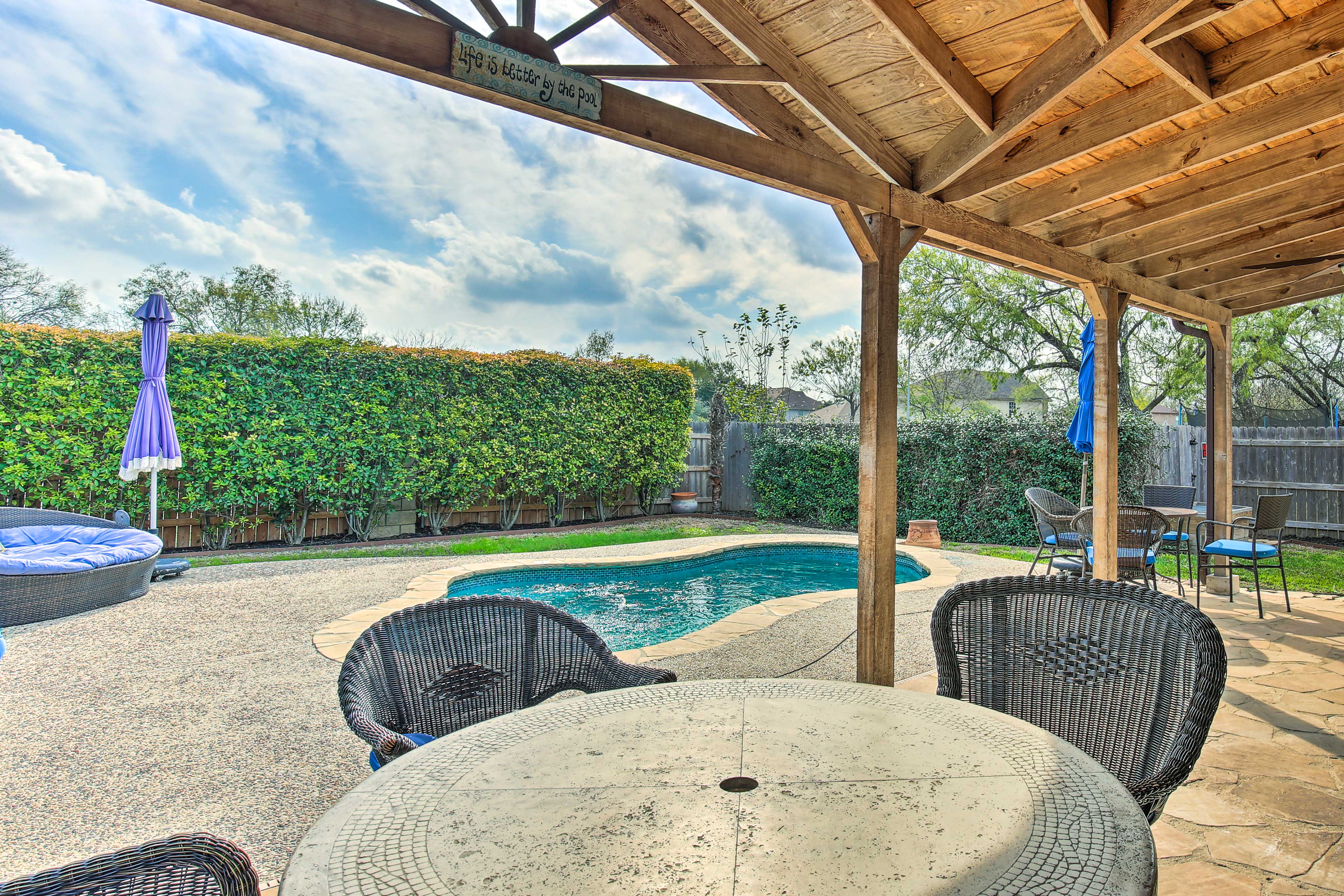 Covered Patio | Shaded Lounge Areas