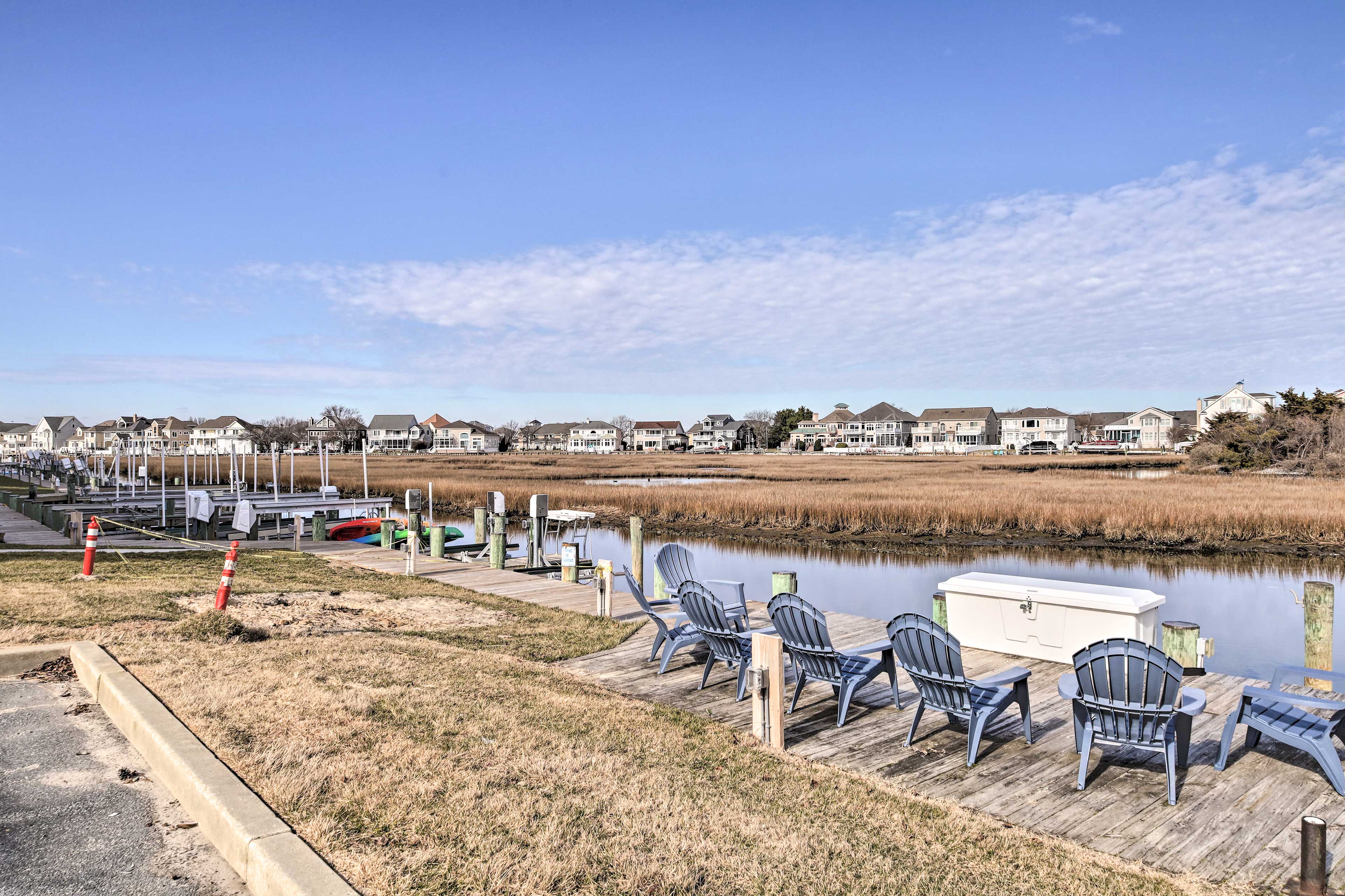 Community Dock | Adirondack Chairs | Canal Views