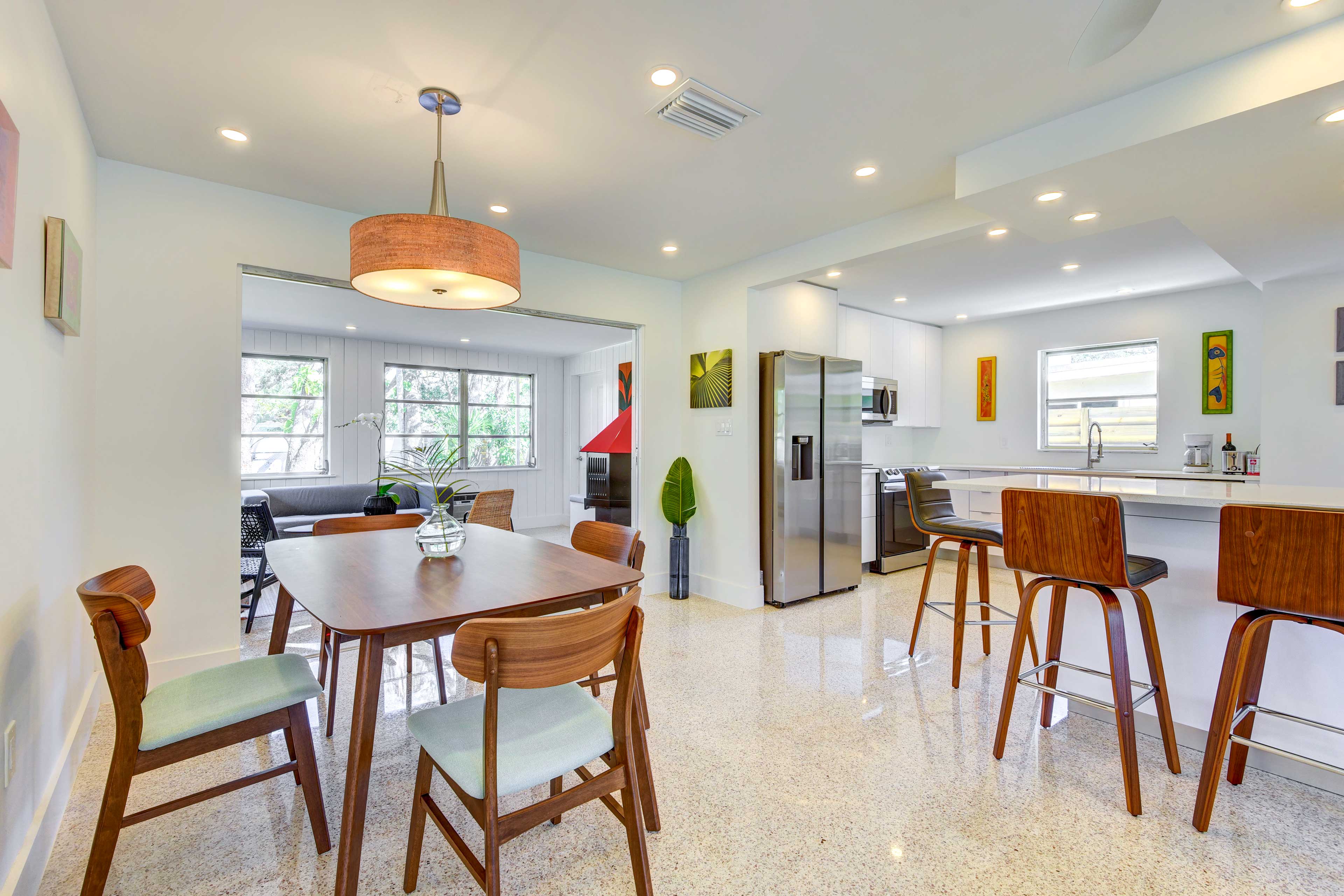 Dining Room | Open Floor Plan | Central A/C & Heating | Free WiFi