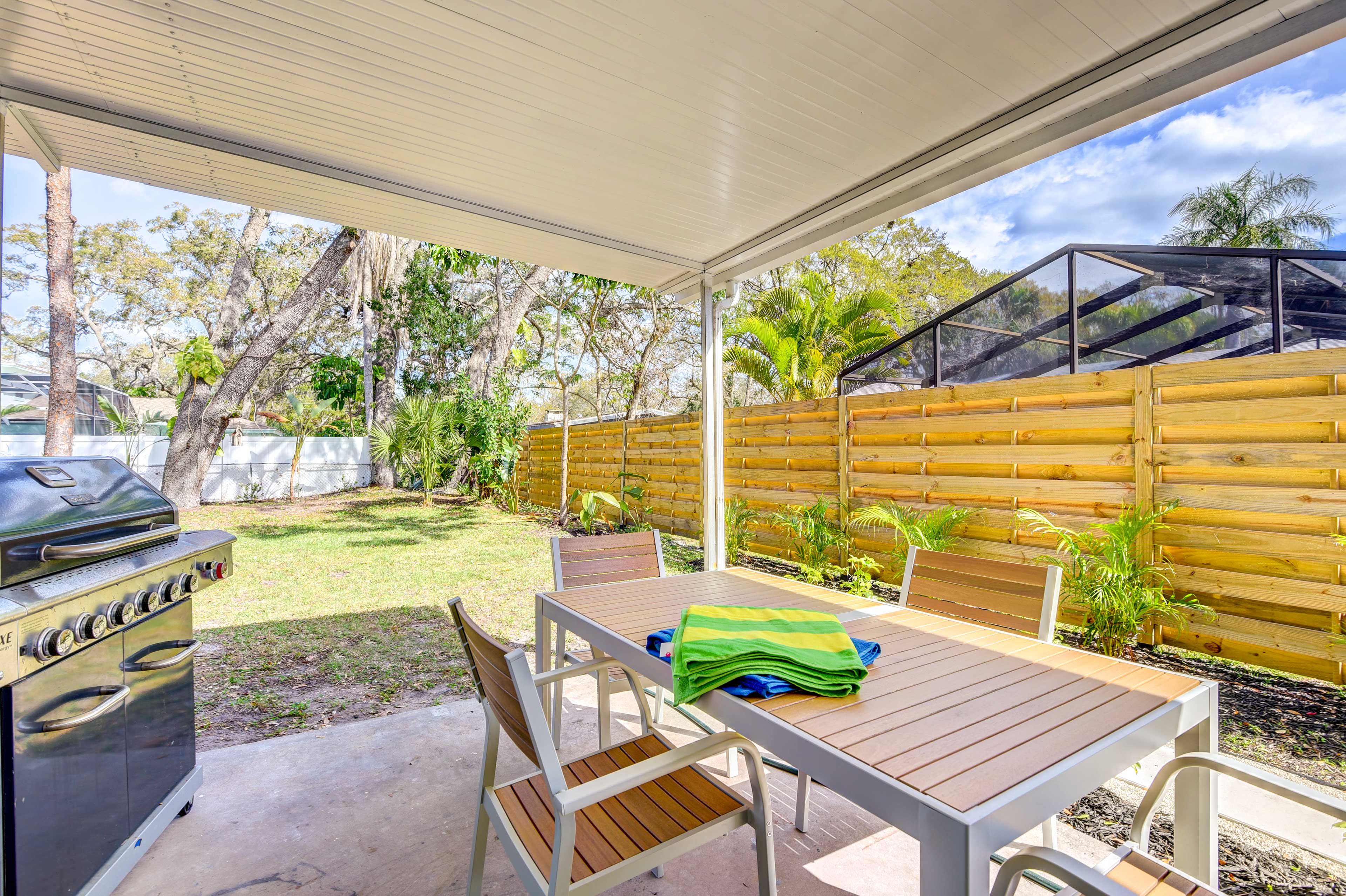 Patio | Gas Grill | Outdoor Dining Area | Beach Towels Provided