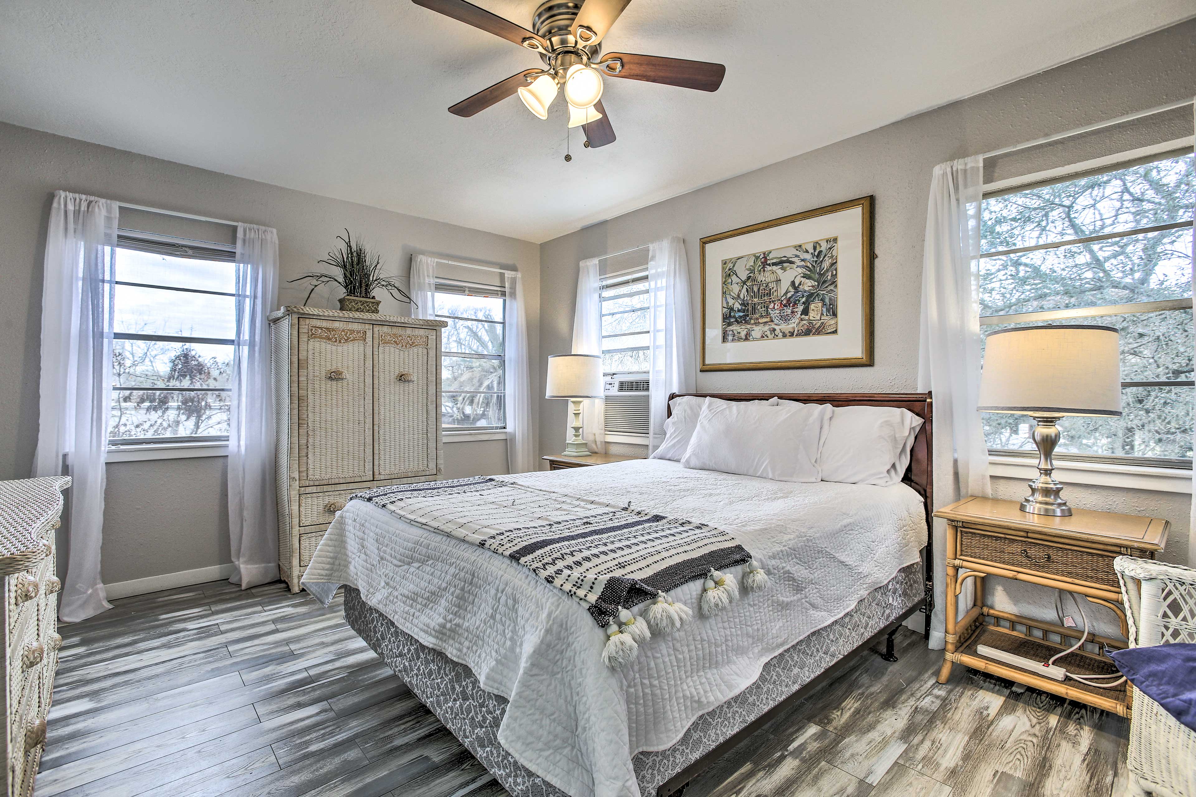 Bedroom | Queen Bed | Linens Provided | Window A/C Unit