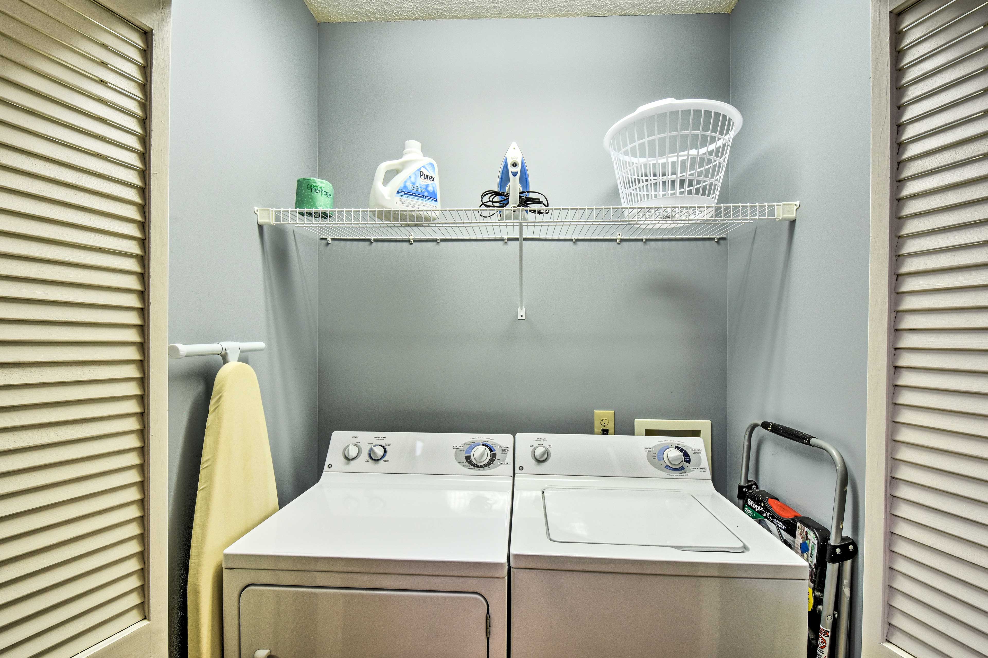 Laundry Closet | Main Level | Washer + Dryer | Iron/Board