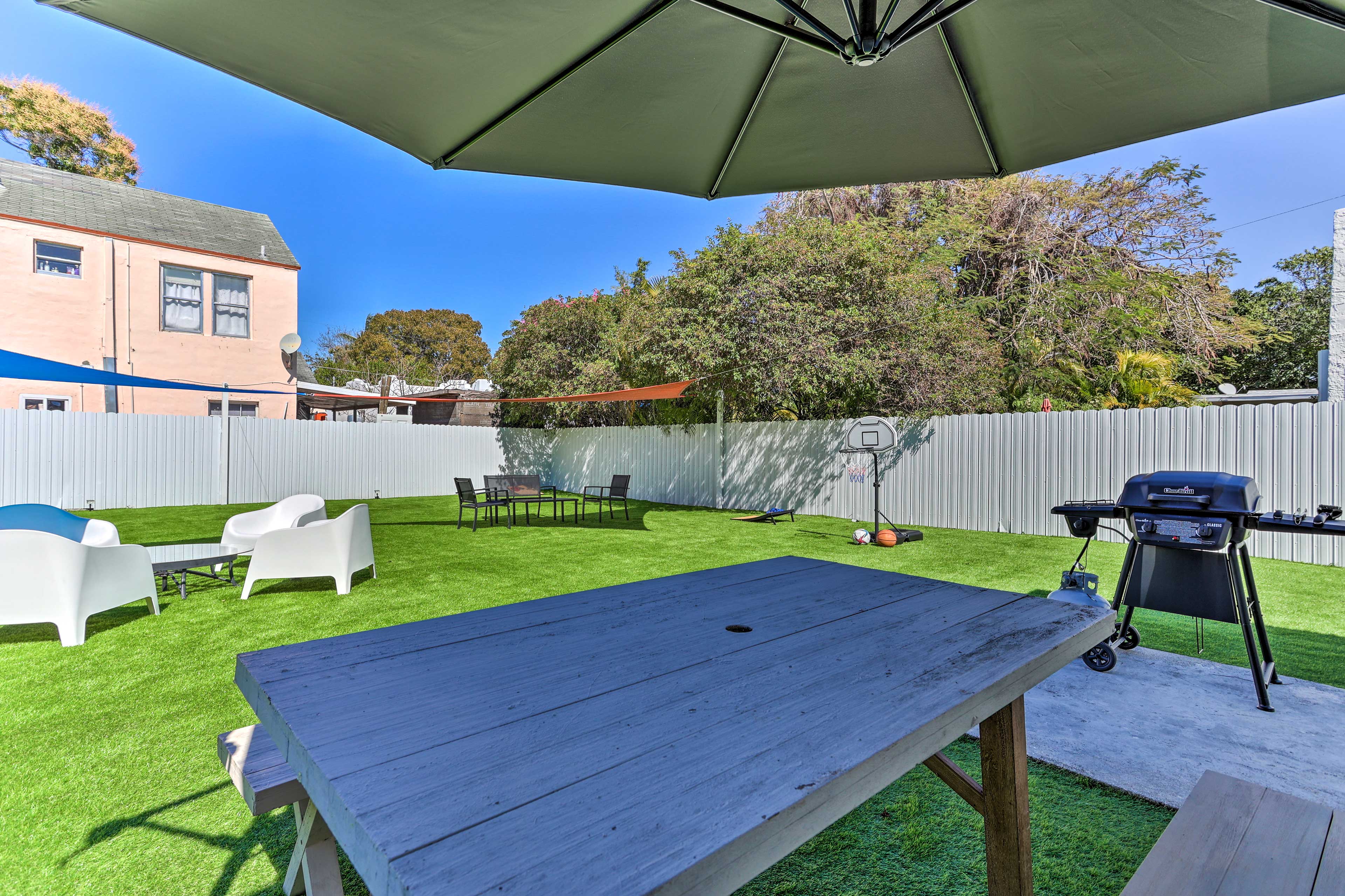 Fenced-In Backyard | Gas Grill | Ample Outdoor Seating | Yard Games