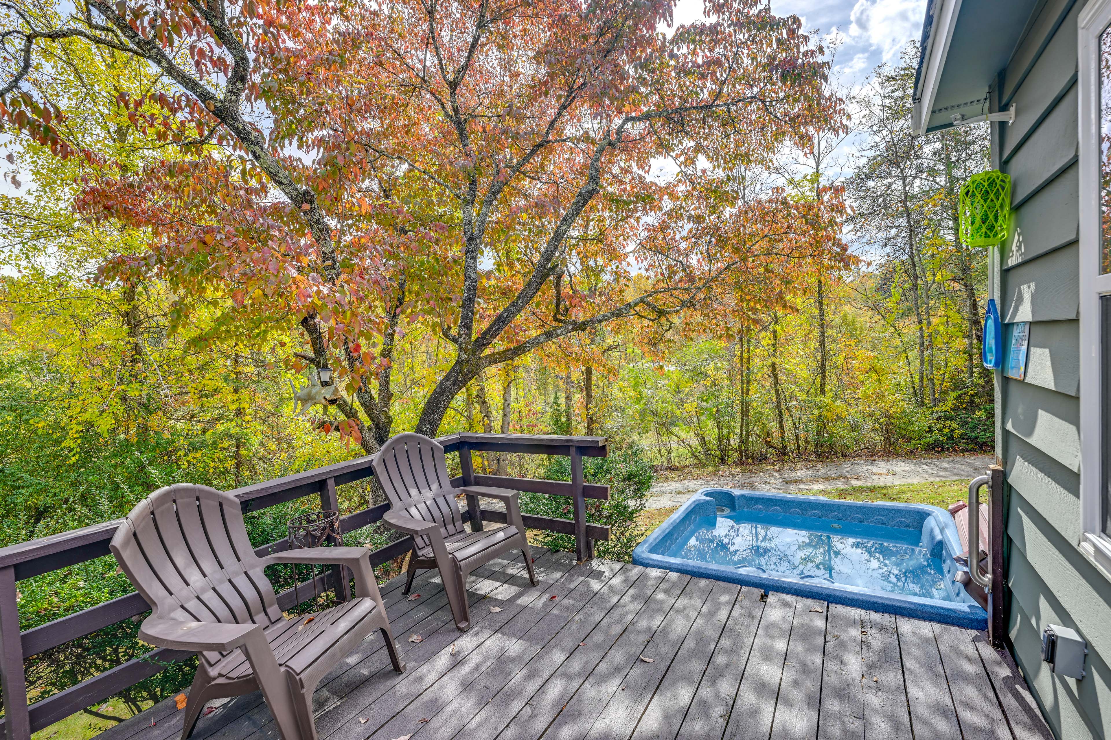 Deck | Charcoal Grill | Private Hot Tub