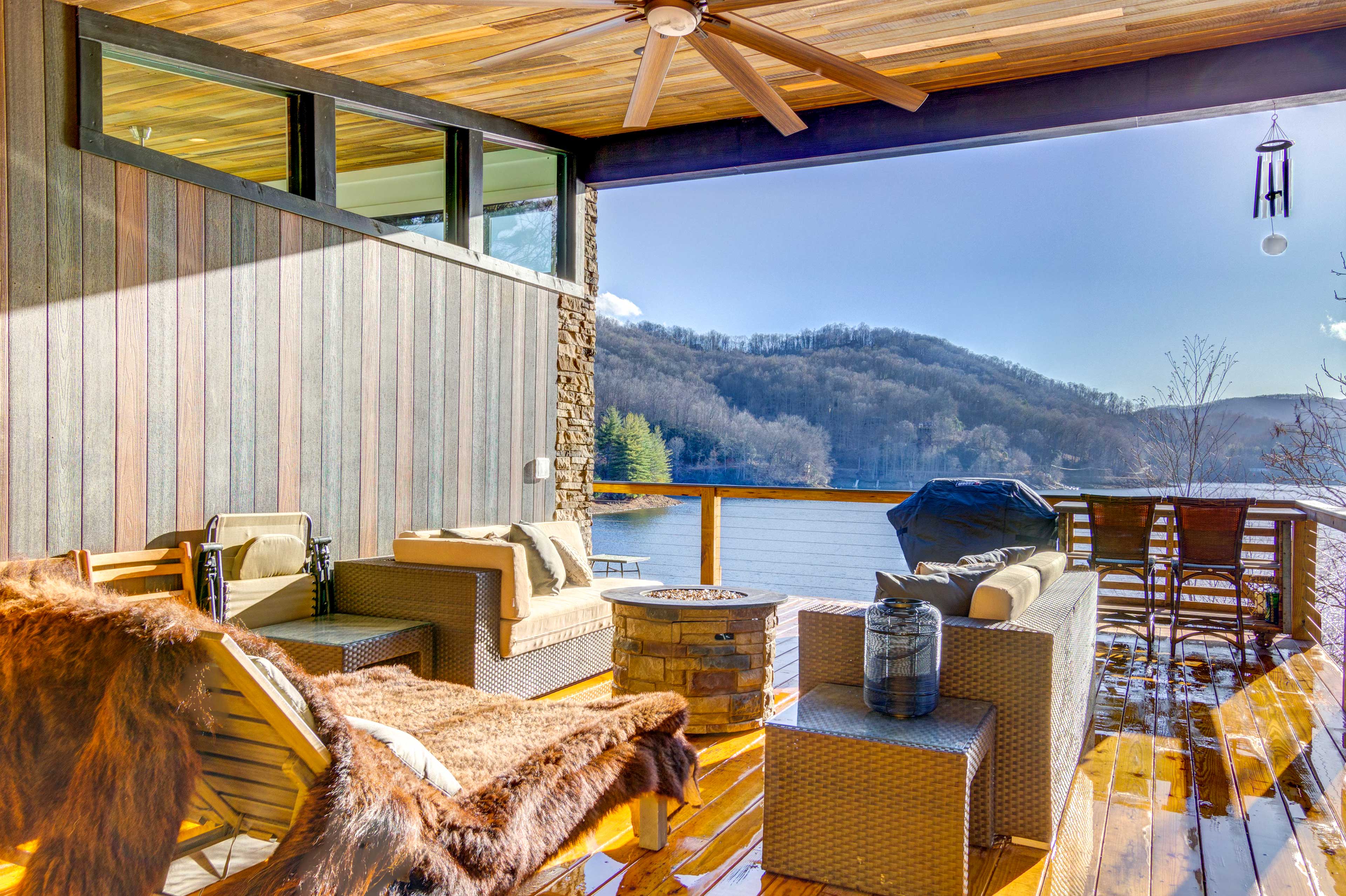 Private Lookout Deck | Mountain & Lake Views | Lake Nantahala Access On-Site