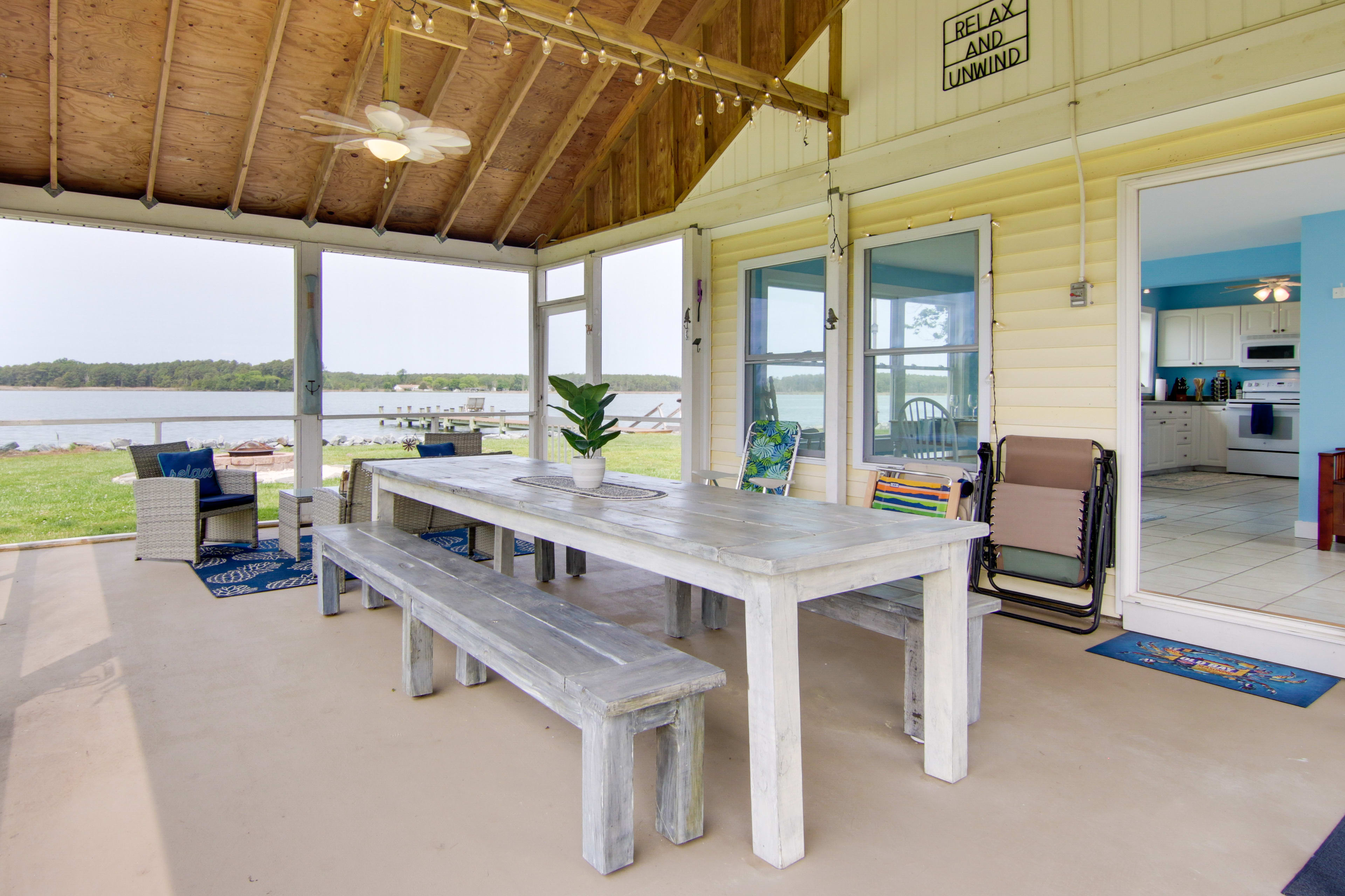 Covered Patio | Outdoor Dining | Water Views