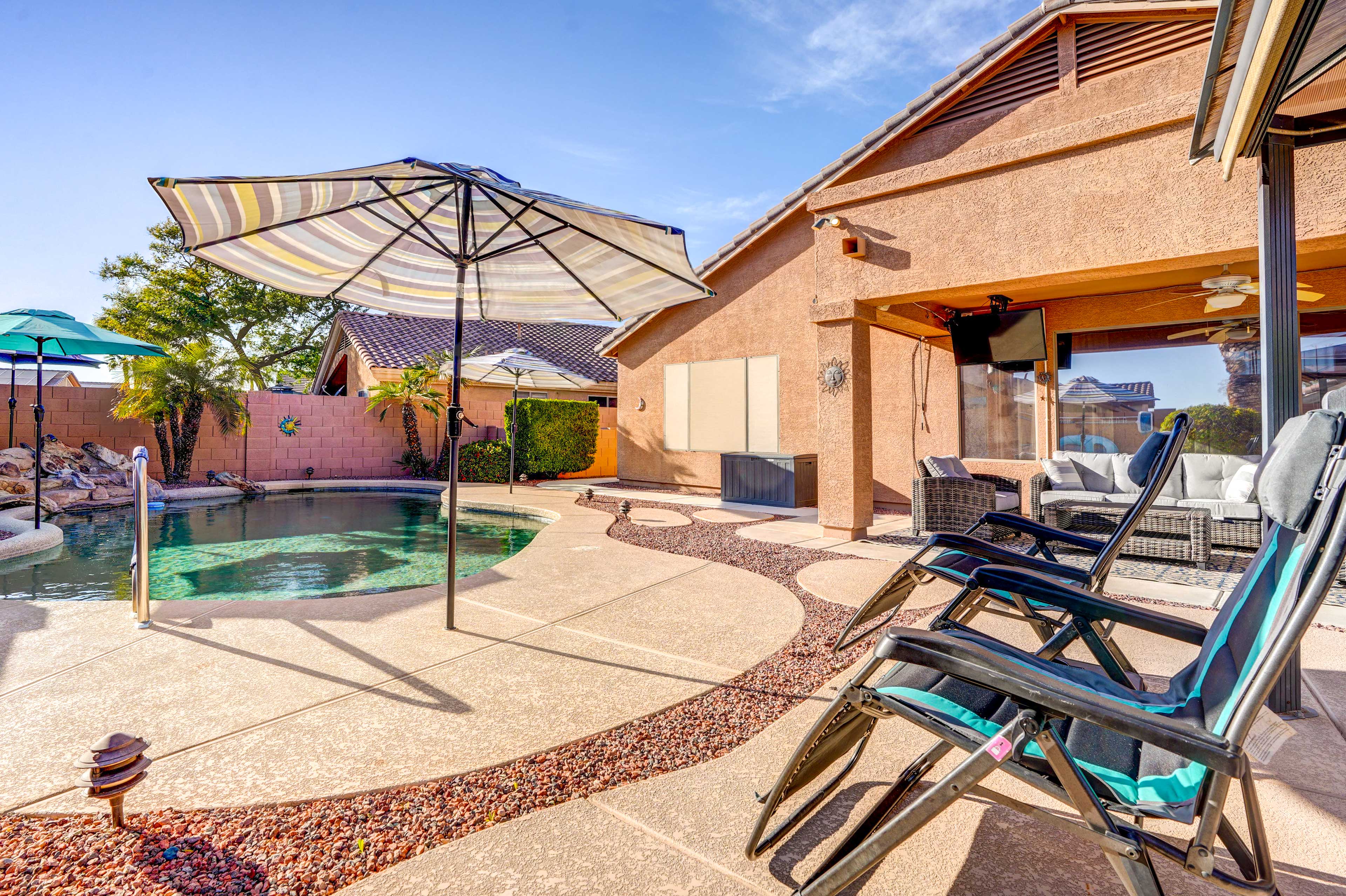 Patio | Private Pool | Lounge Chairs