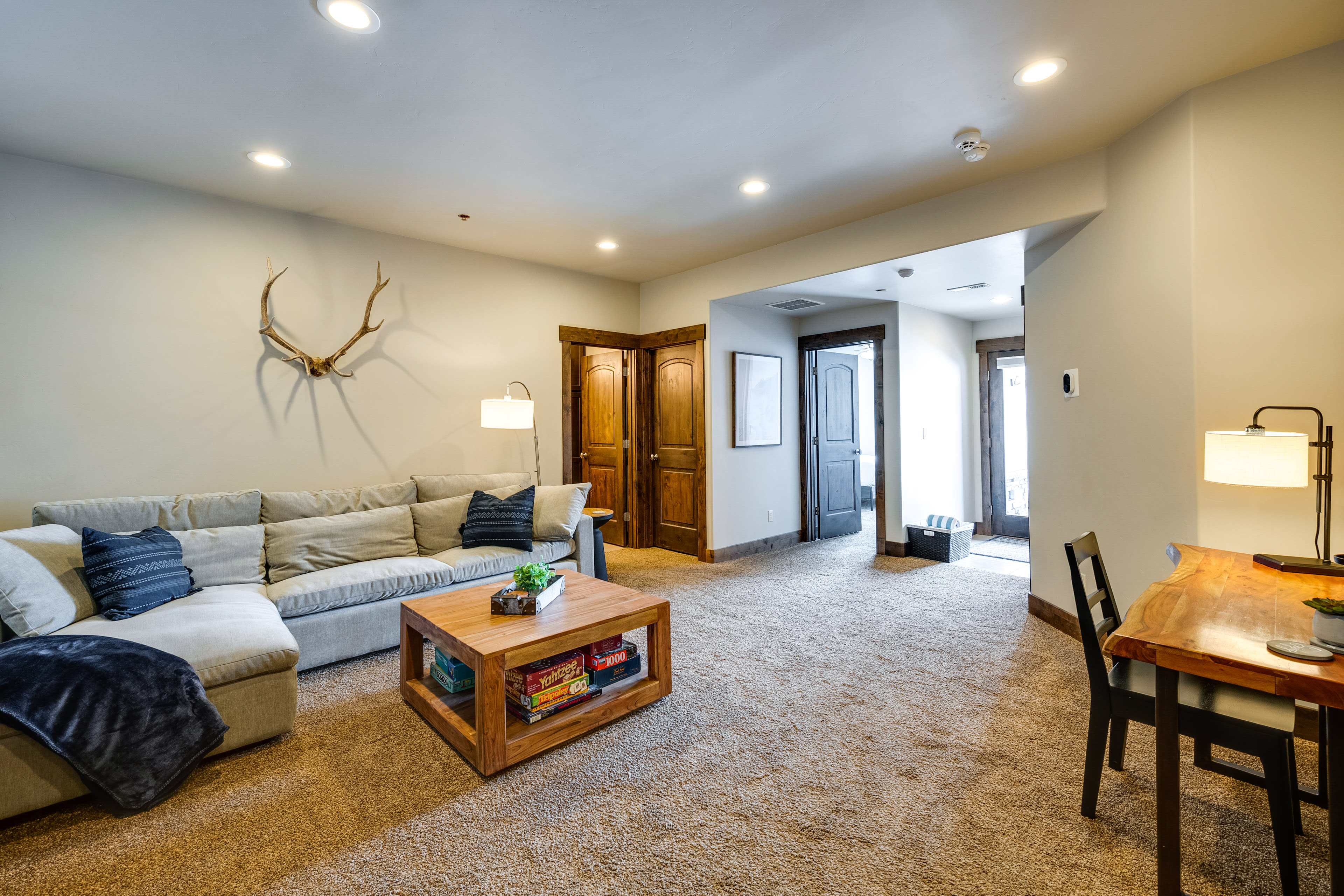 Family Room | 1st Floor | Queen Sleeper Sofa | Workstation | Board Games