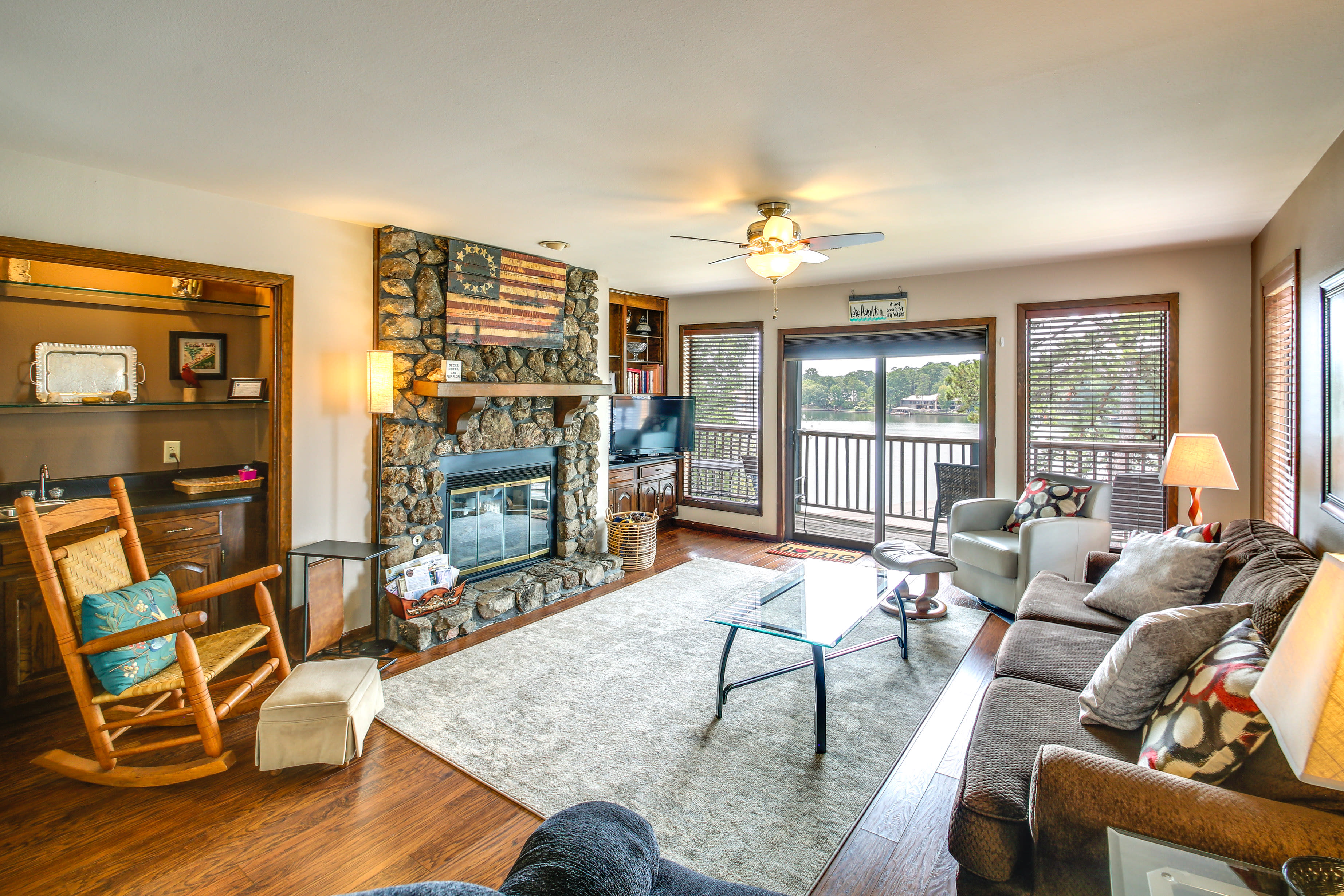 Living Room | Wet Bar | Fireplace | Smart TV | Water Views