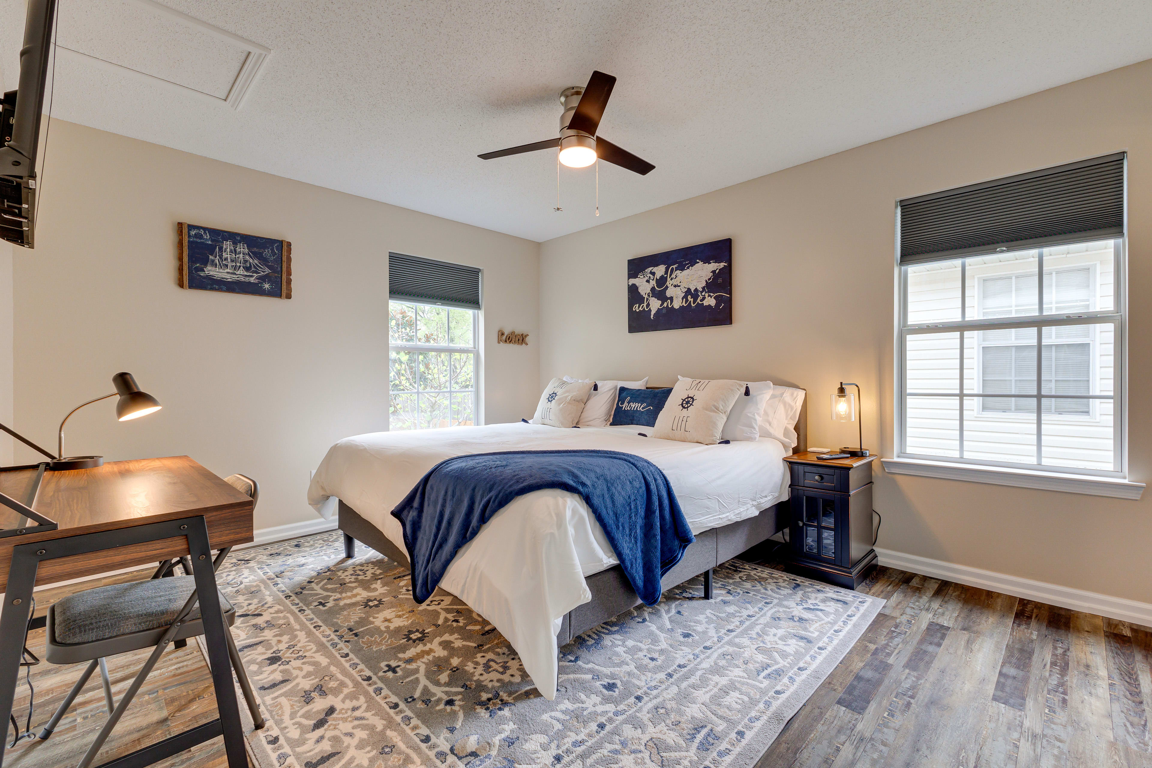 Bedroom 1 | King Bed | Linens Provided | Smart TV | Desk Workspace