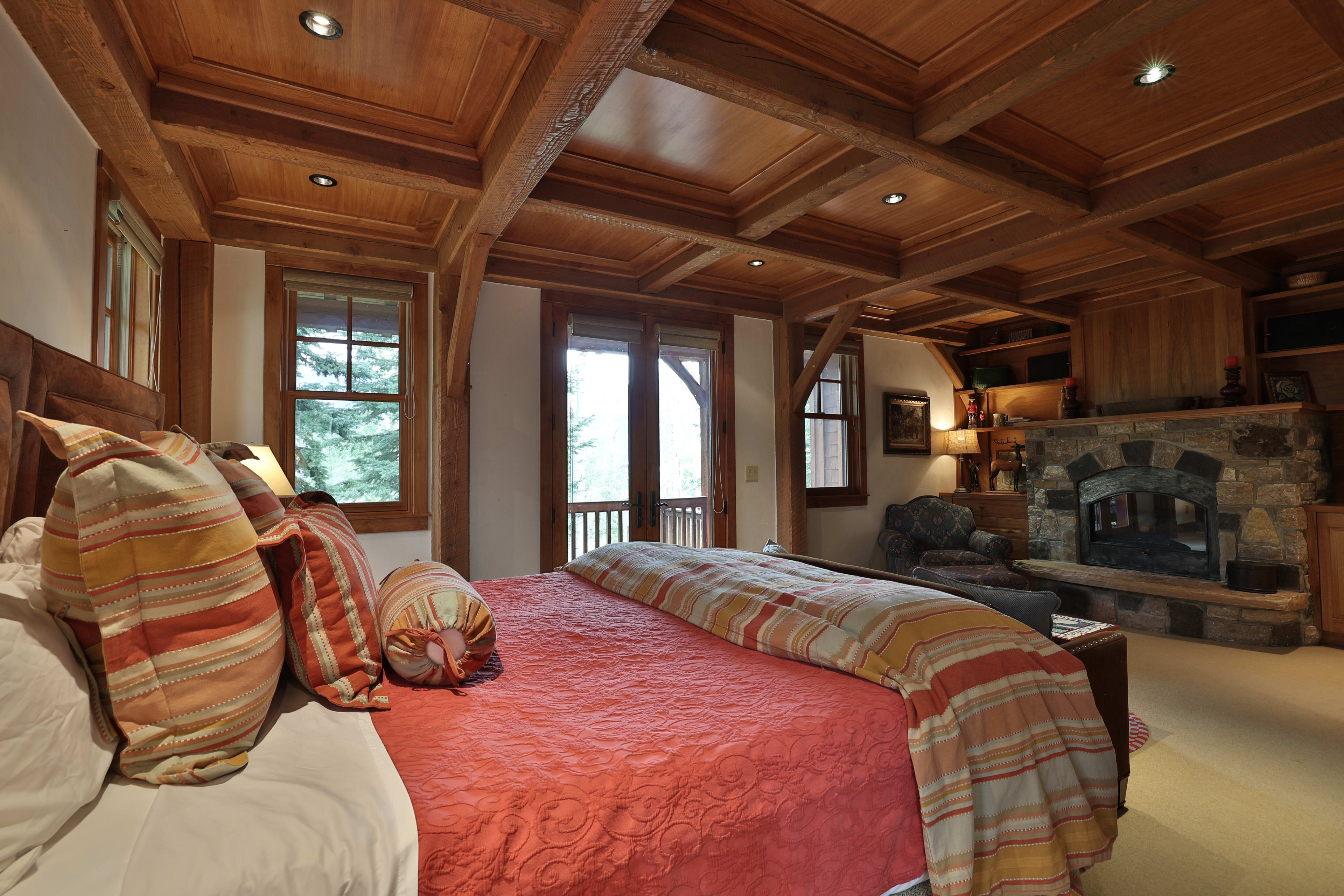Bedroom 1 | King Bed | Fireplace | Deck Access