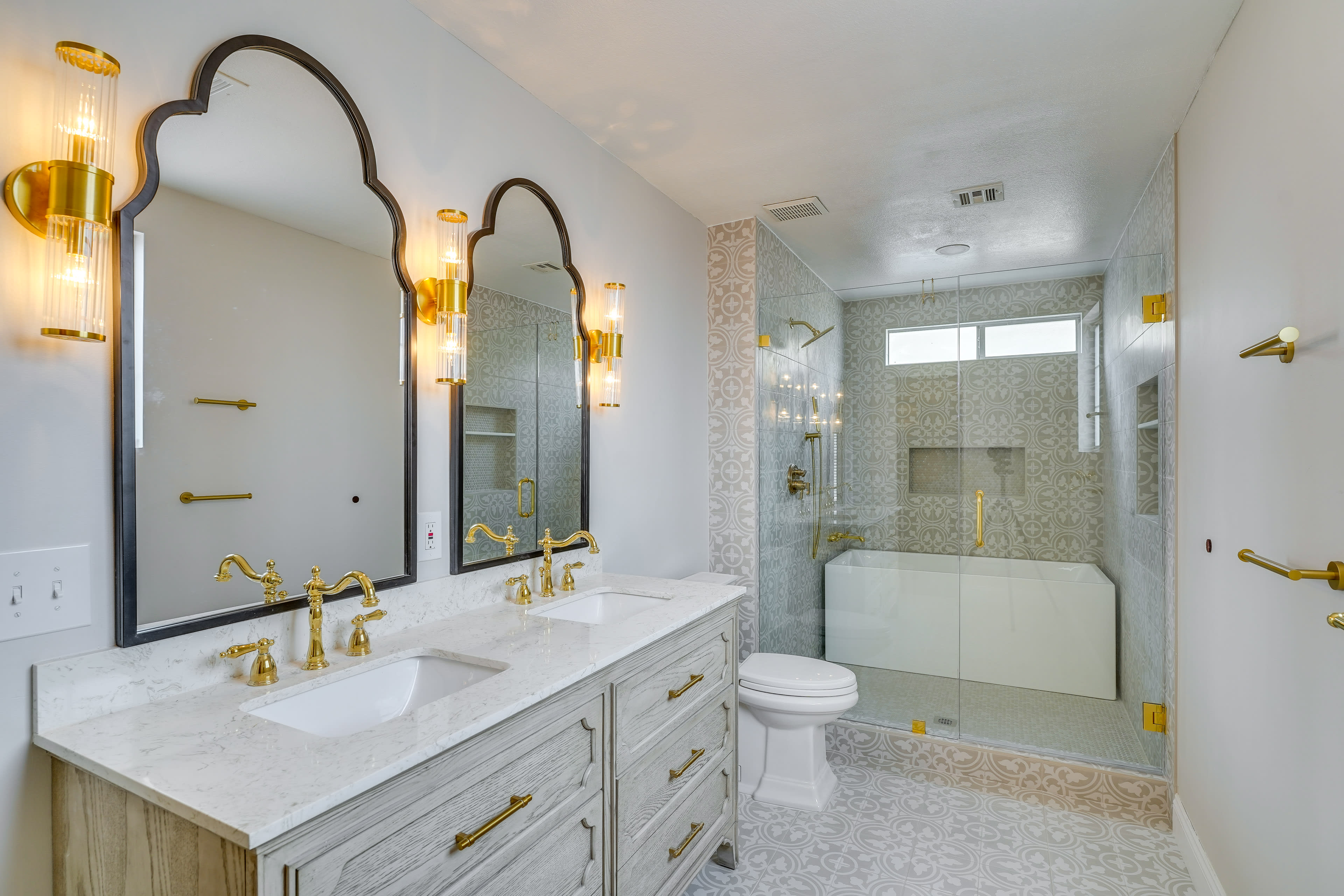 En-Suite Bathroom | Dual-Sink Vanity | Rain Shower