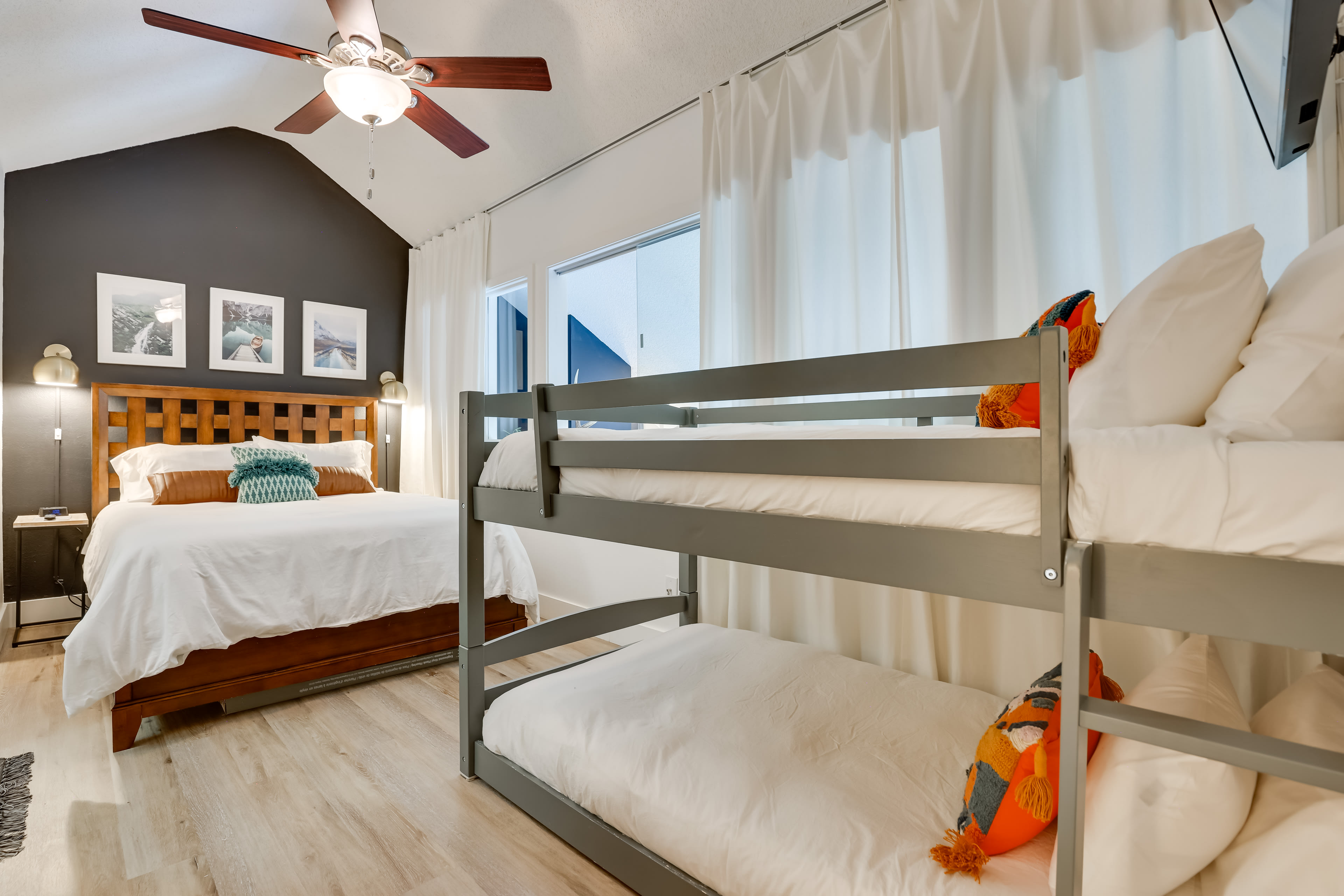 Bedroom | Queen Bed | Twin Bunk Bed | Smart TV w/ Cable | En-Suite Bathroom