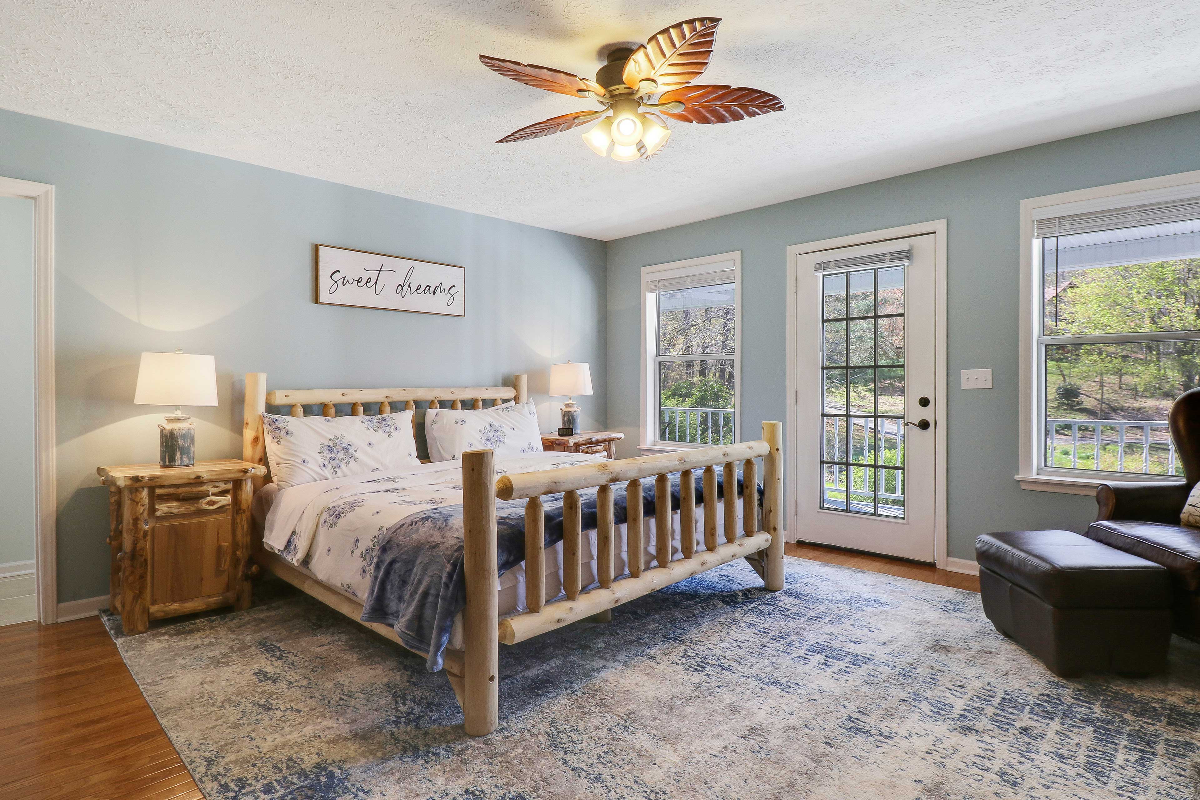 Bedroom 1 | Main Level | King Bed | Smart TV | Porch Access | Linens Provided