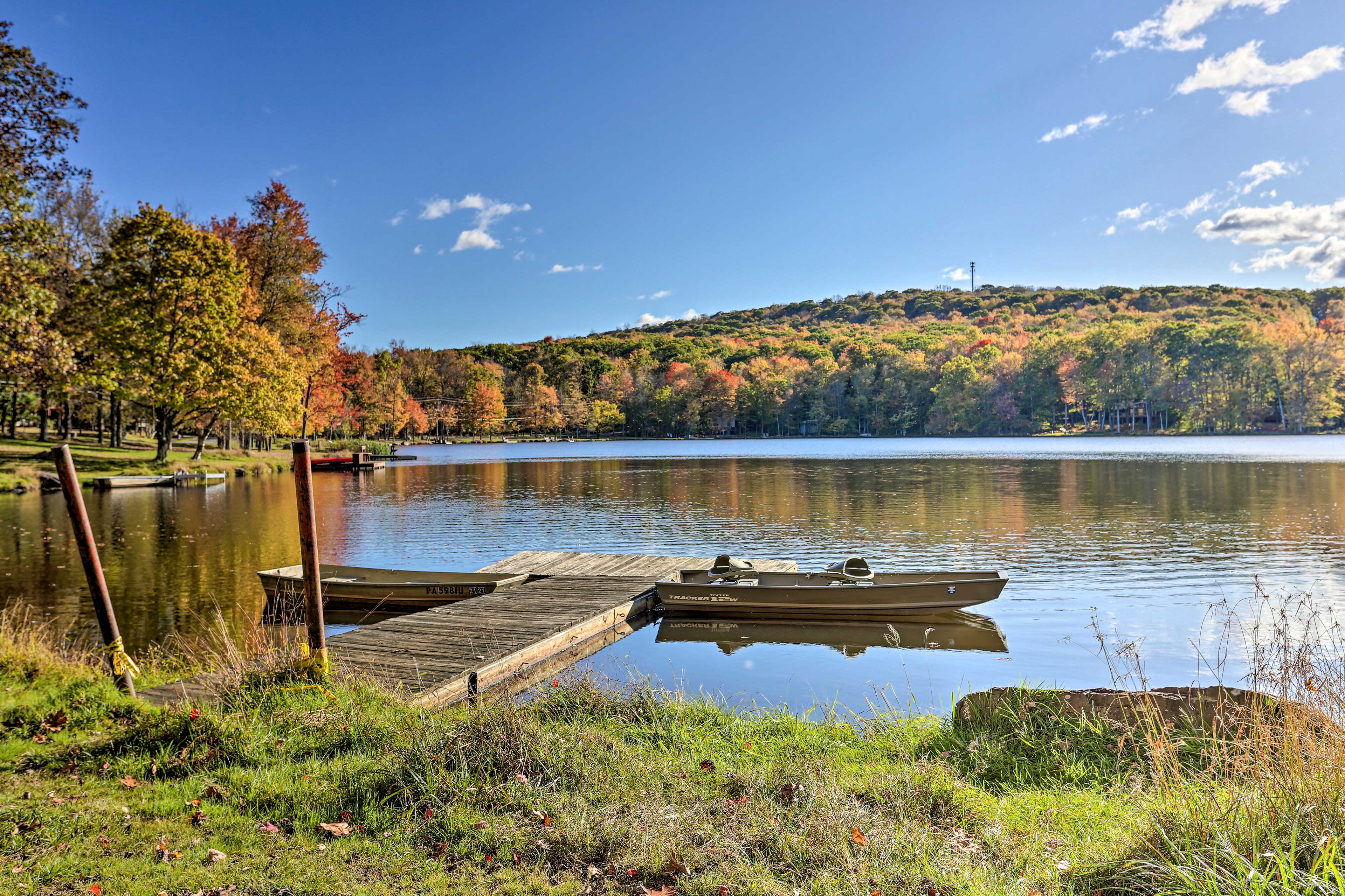 Pocono Lake Vacation Rental | 4BR | 2.5BA | 1,800 Sq Ft | Stairs Required