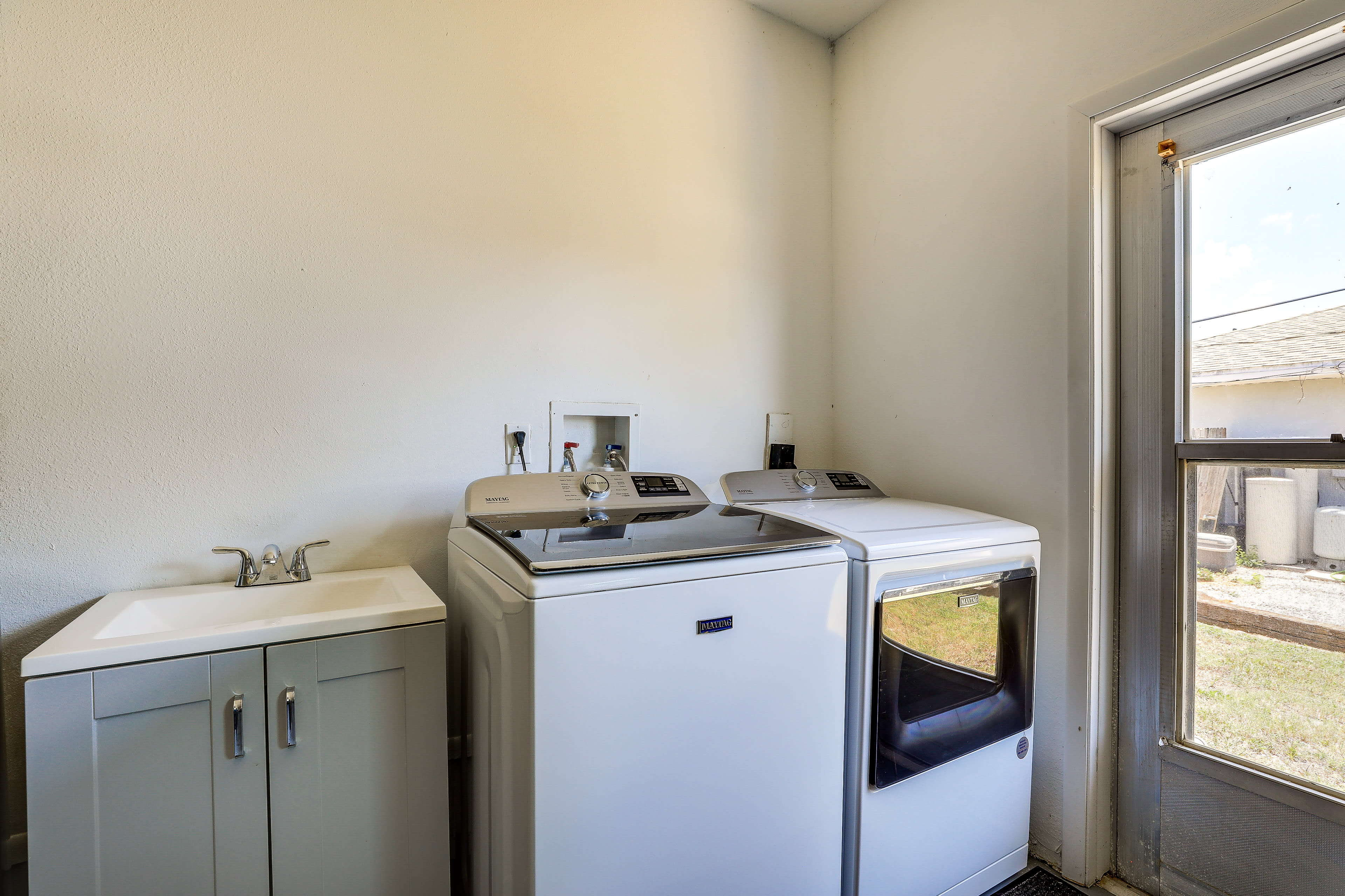Laundry Room | Main Level | Washer + Dryer | Iron/Board