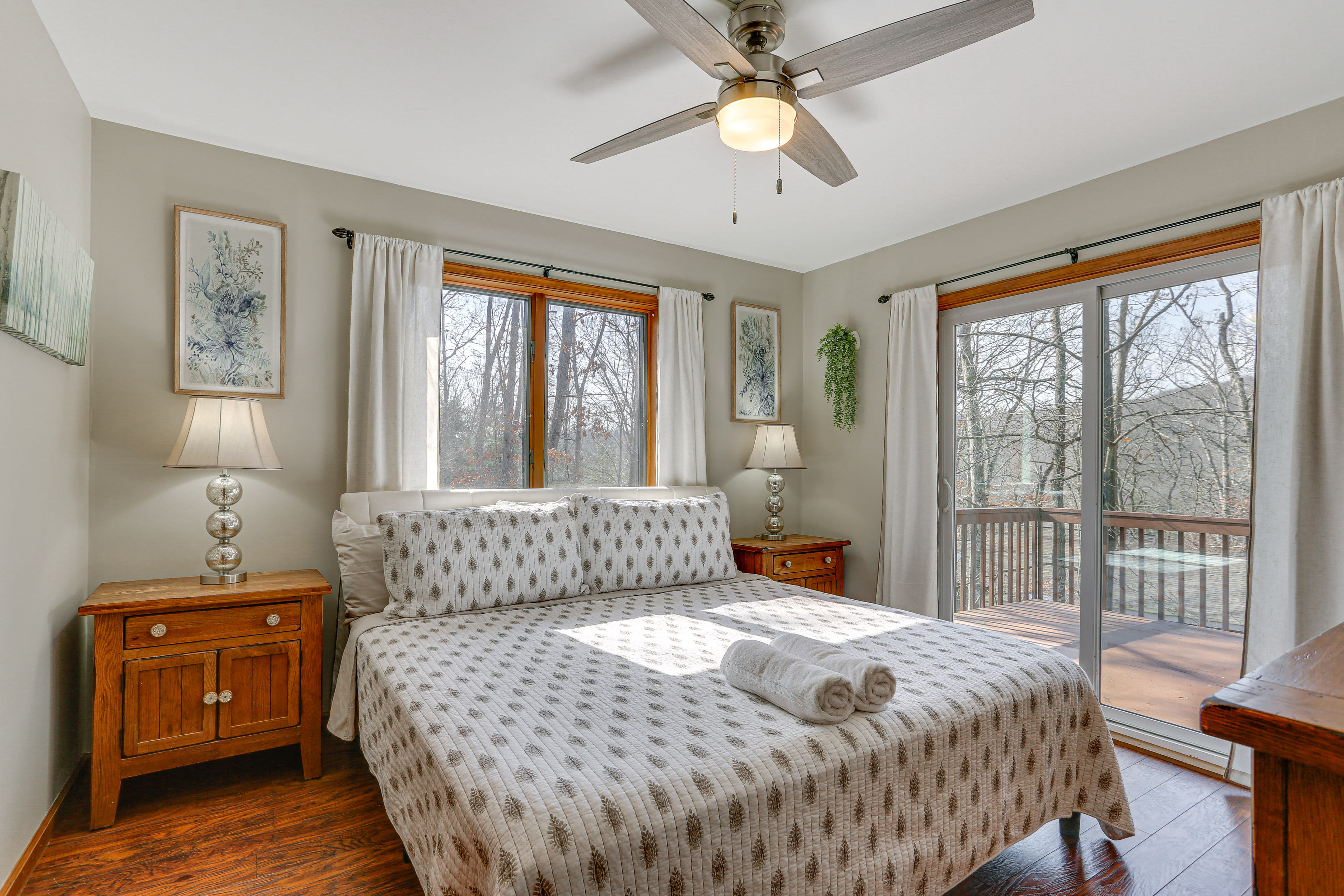 Bedroom 1 | King Bed | Linens Provided | Private Deck