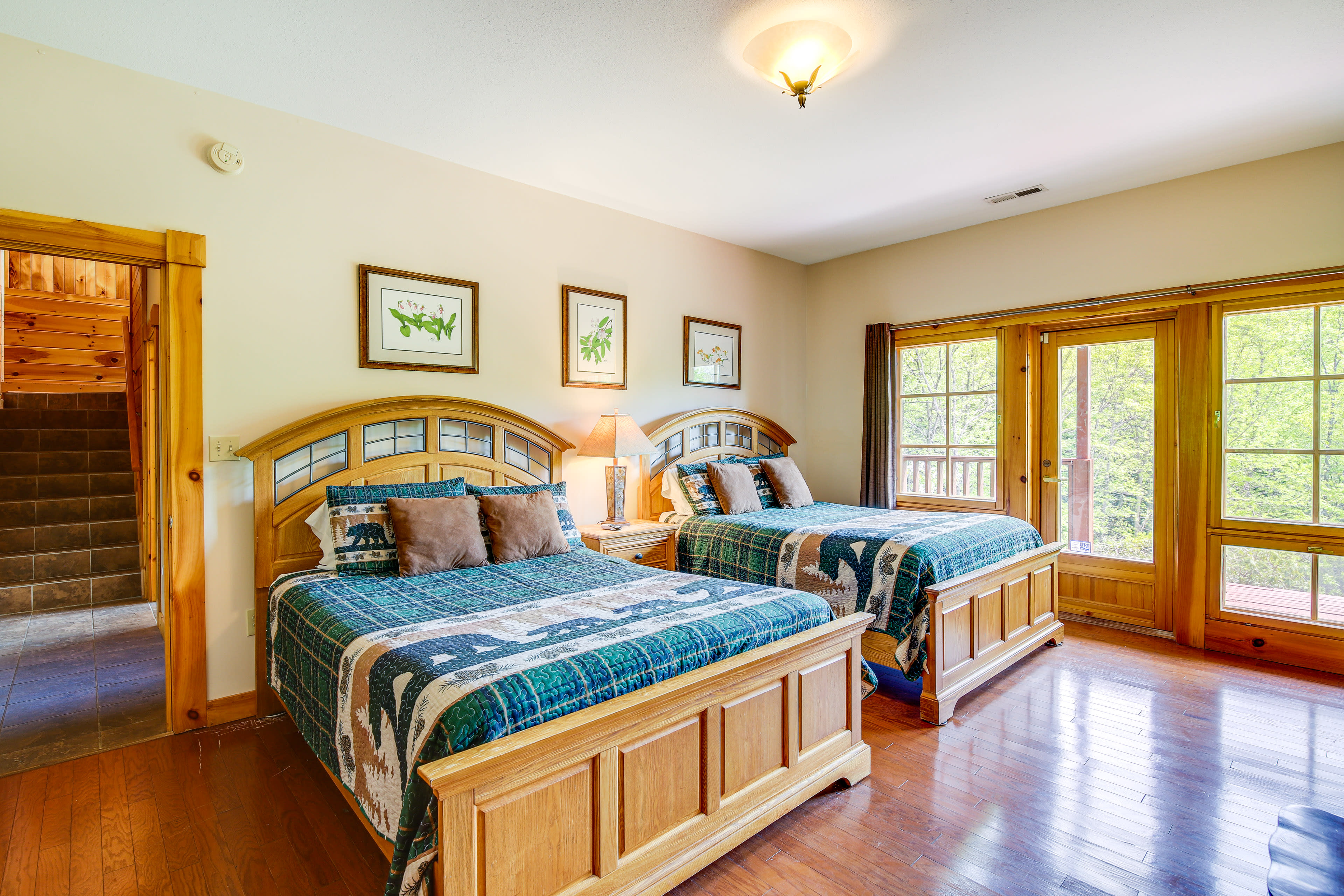 Bedroom 2 | 1st Floor | 2 Queen Beds | Smart TV | Linens Provided | Deck Access