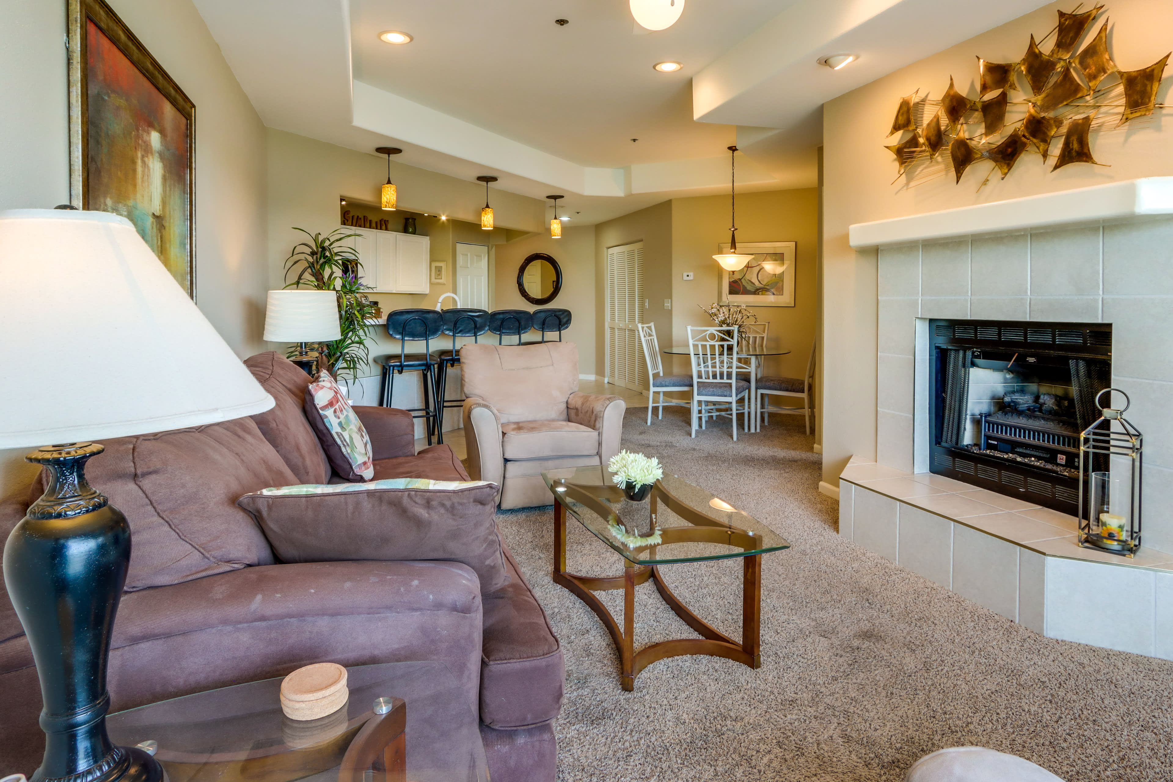 Living Room | Free WiFi | Community Perks | Expansive Lake Views