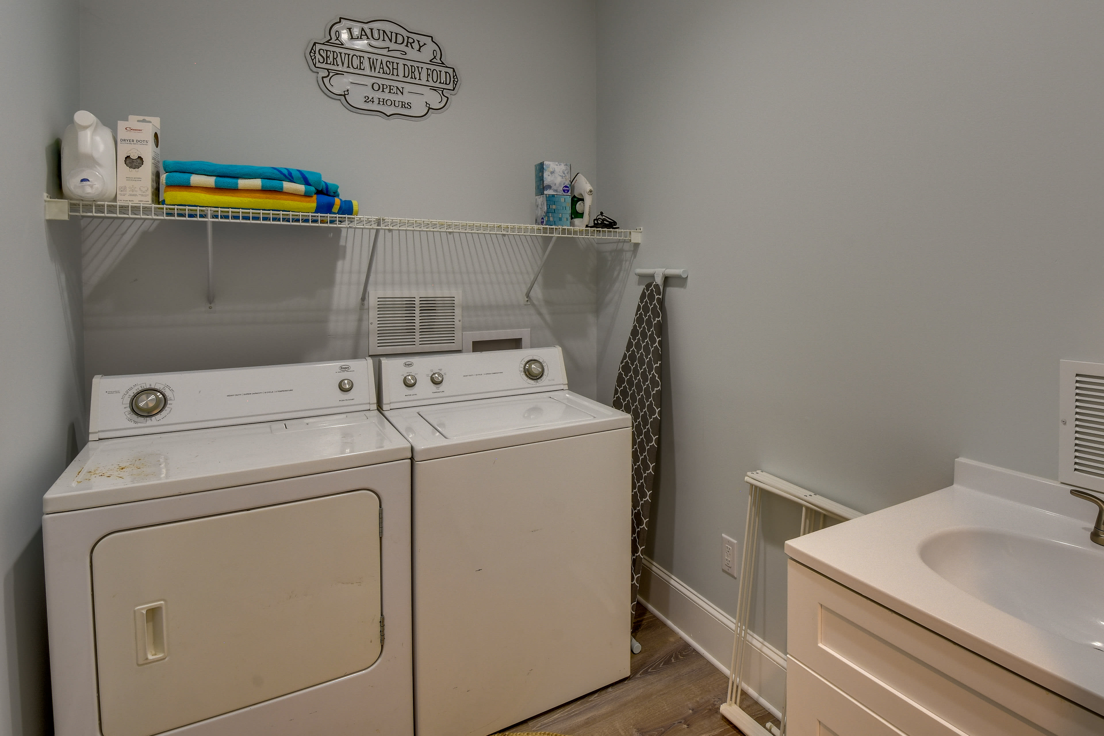 Laundry Area | Washer/Dryer | Hangers | Iron/Board | Trash Bags/Paper Towels