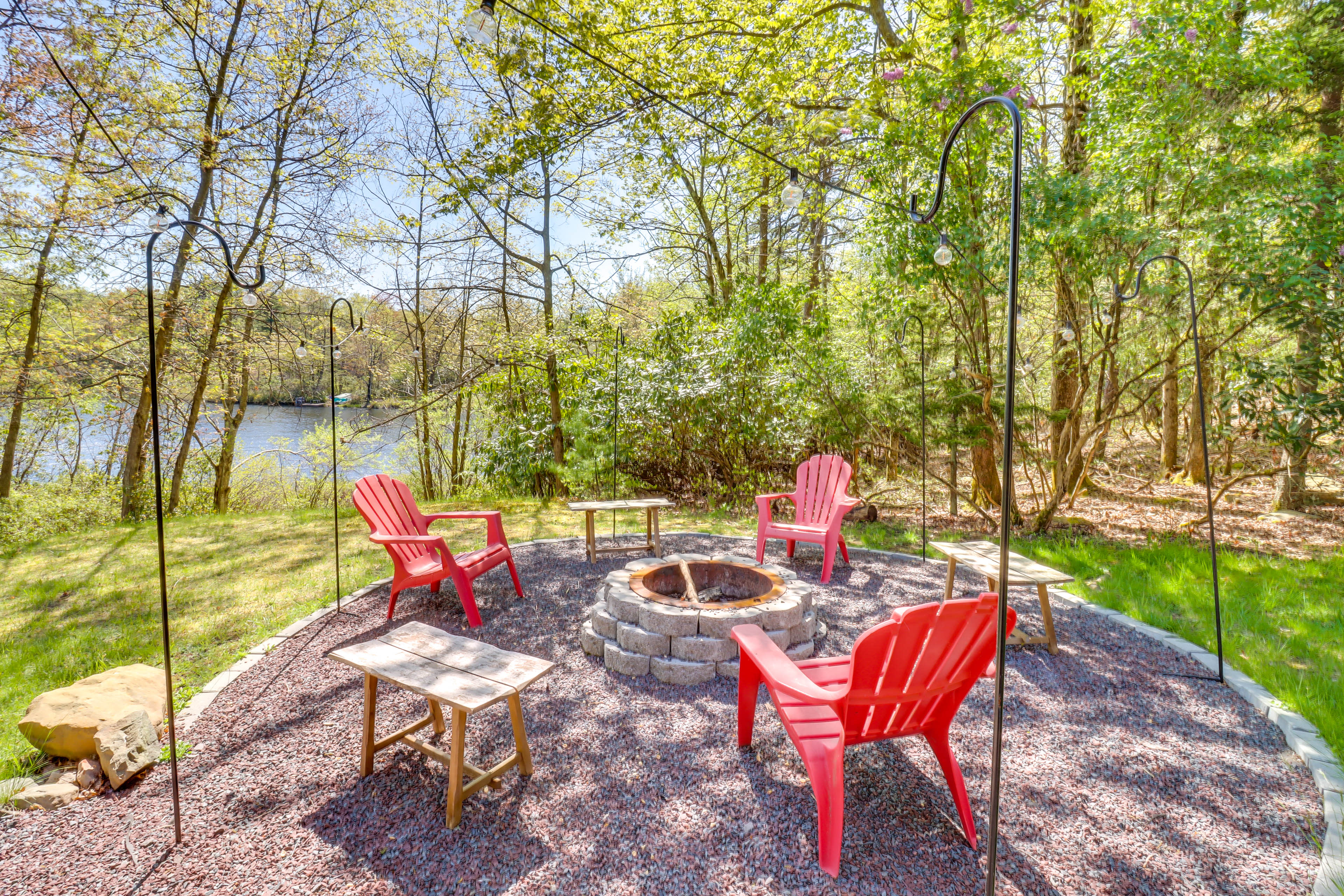 Fire Pit | Outdoor Seating | On-Site Lake Access