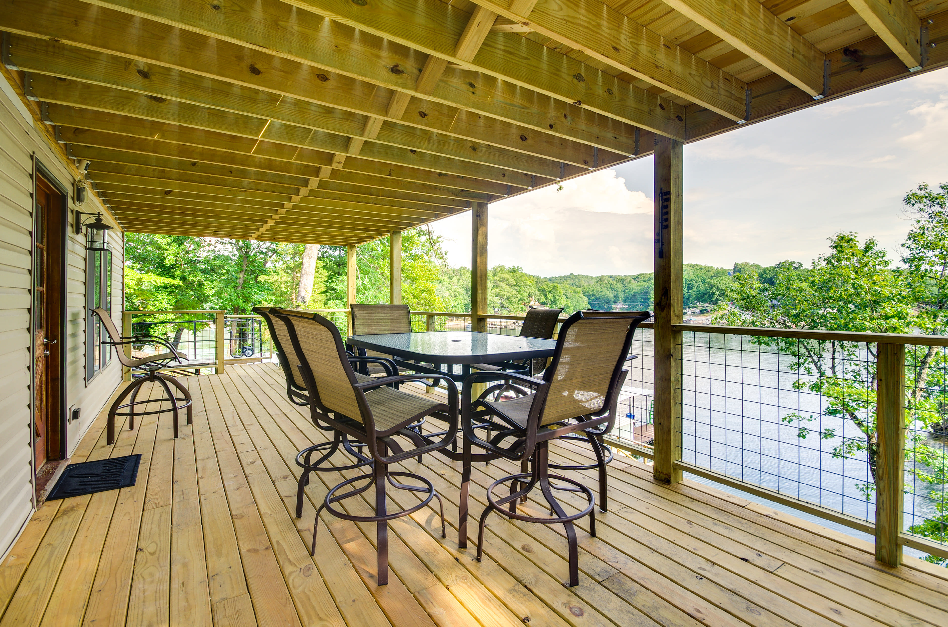 Covered Deck | Seating & Dining | Lake Views