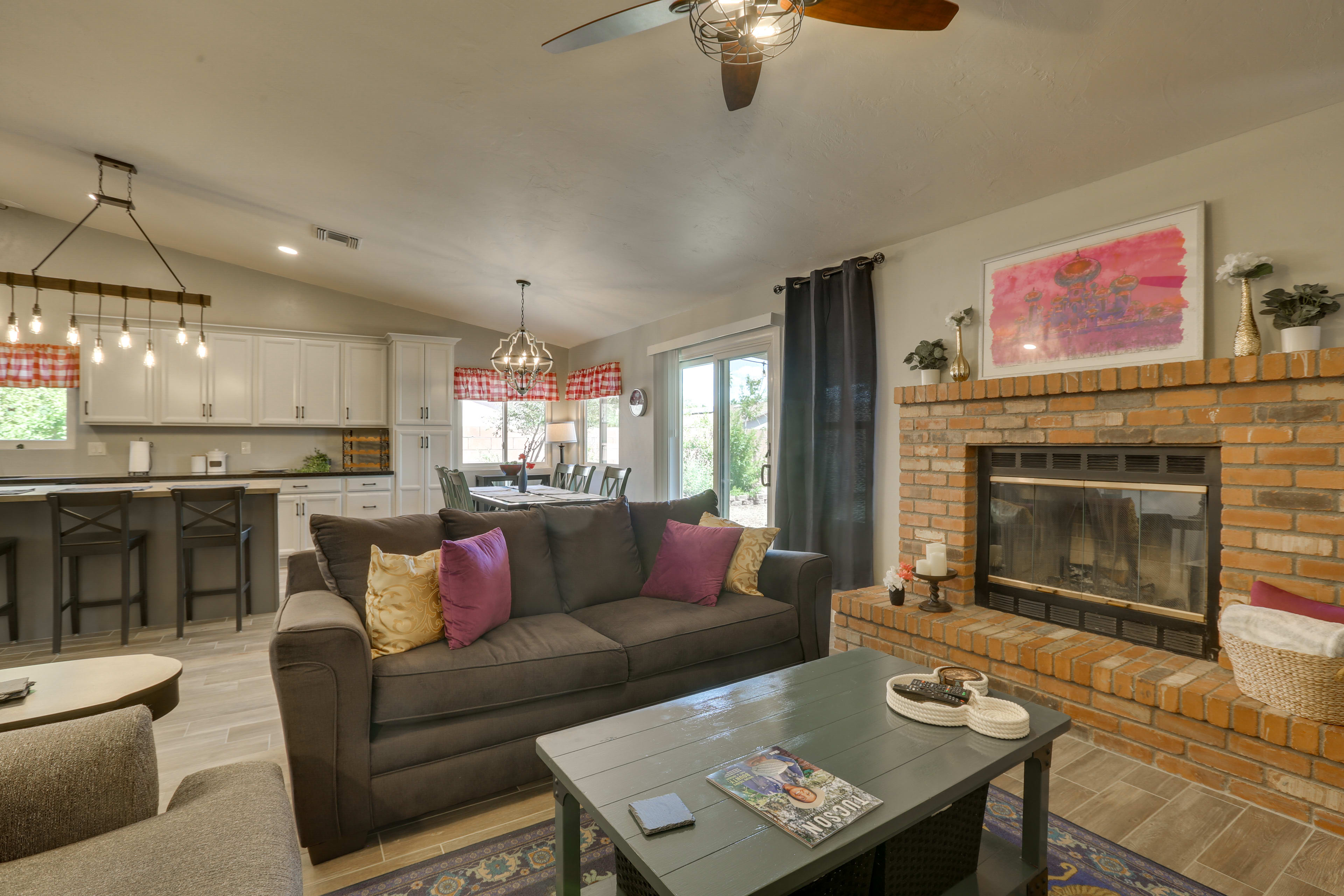 Living Room | In-Unit Laundry | Wood-Burning Fireplace