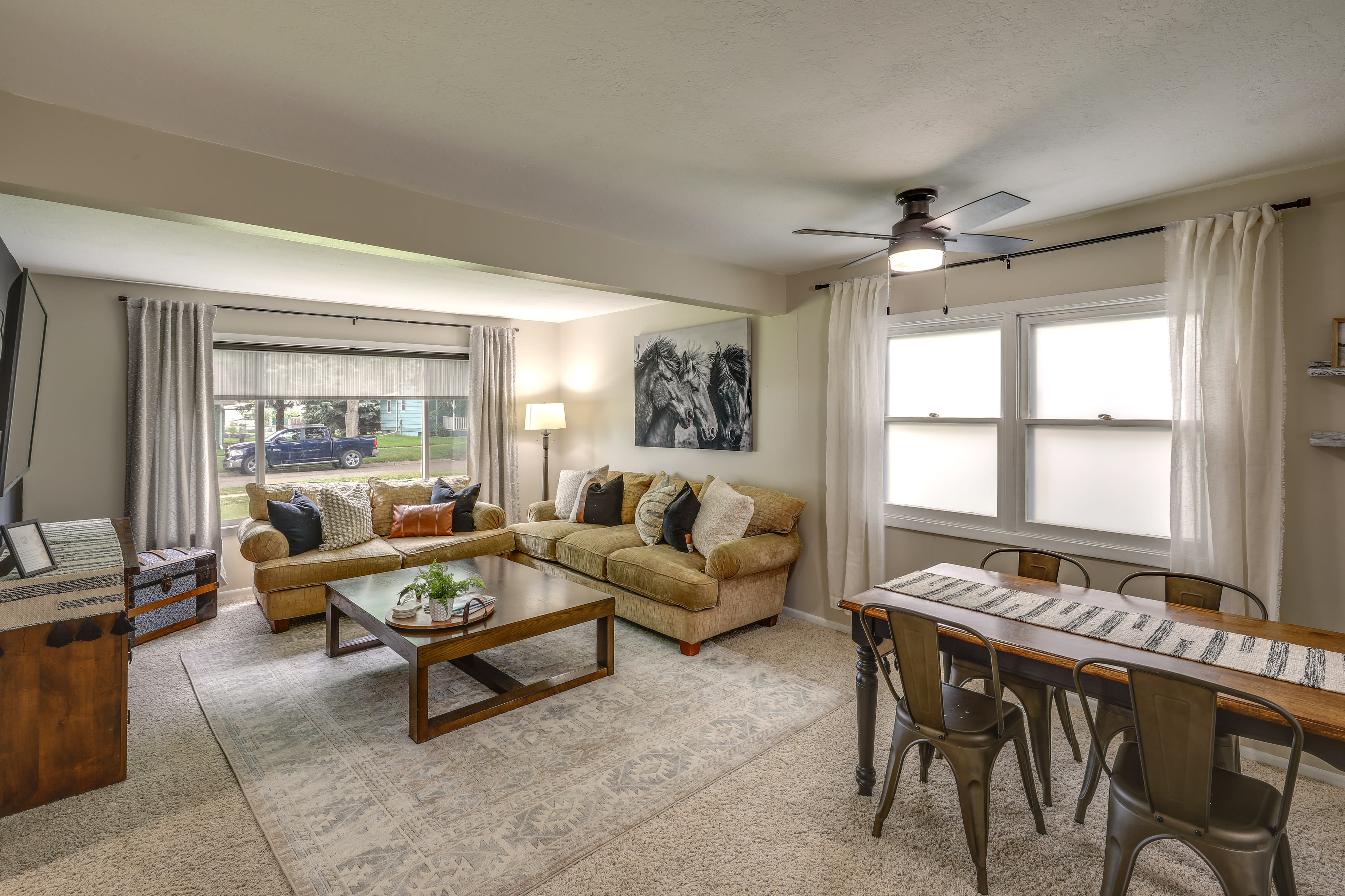 Living Room & Dining Area | Dishware & Flatware Provided