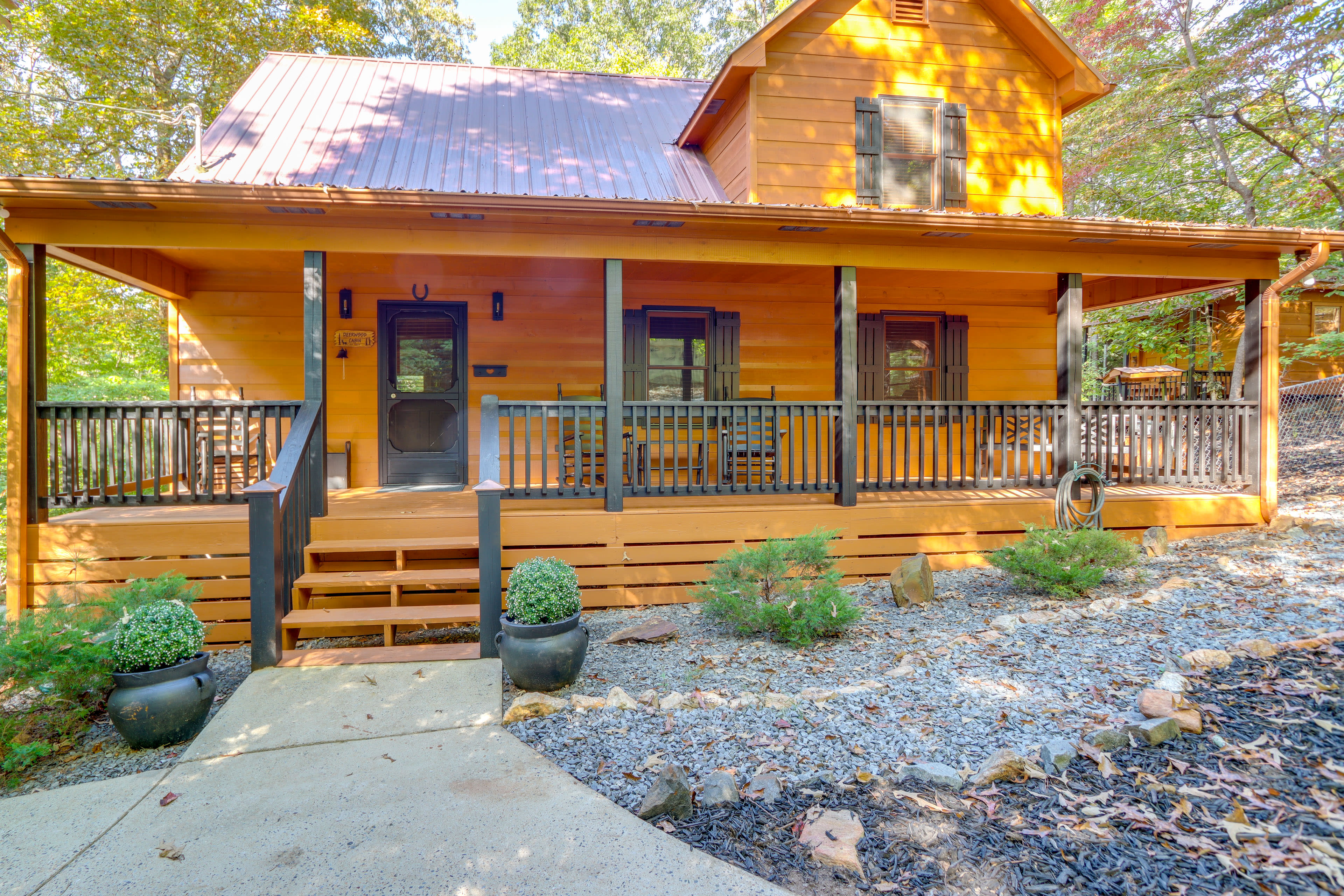 Cabin Exterior | Pet Friendly w/ Fee | Private Hot Tub | Furnished Deck