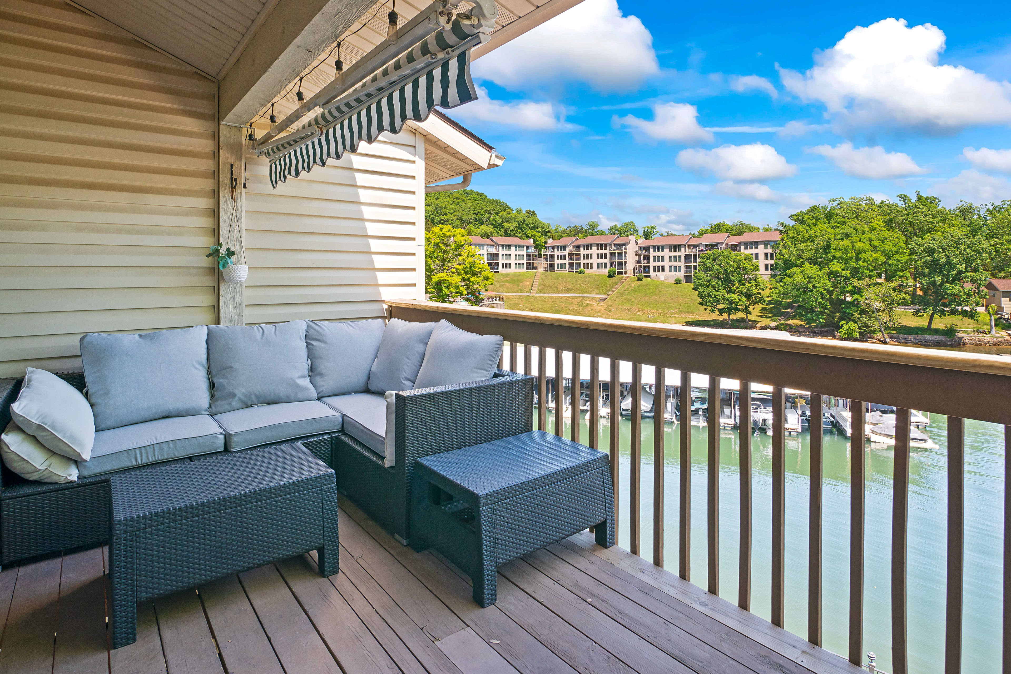 Balcony | Outdoor Seating | Gas Grill | Lake Views