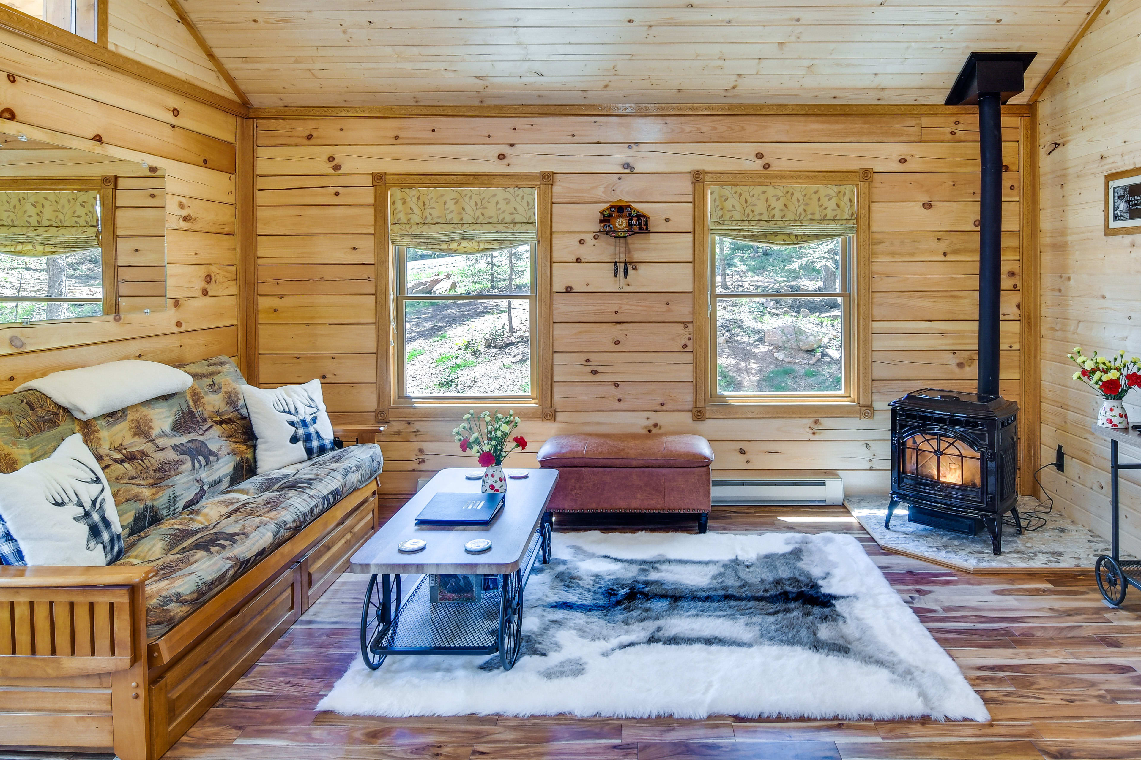 Living Room | Free WiFi | No A/C | Ceiling Fans | Wood Interior