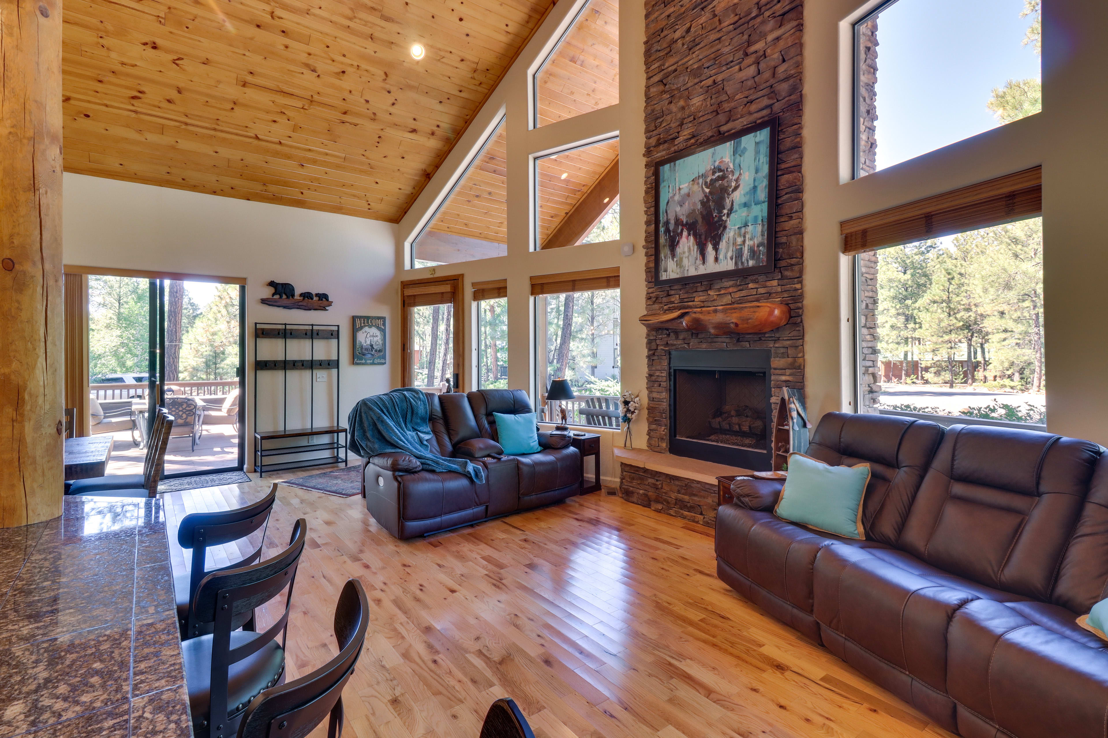 Living Room | Smart TV | Fireplace | Vaulted Ceilings