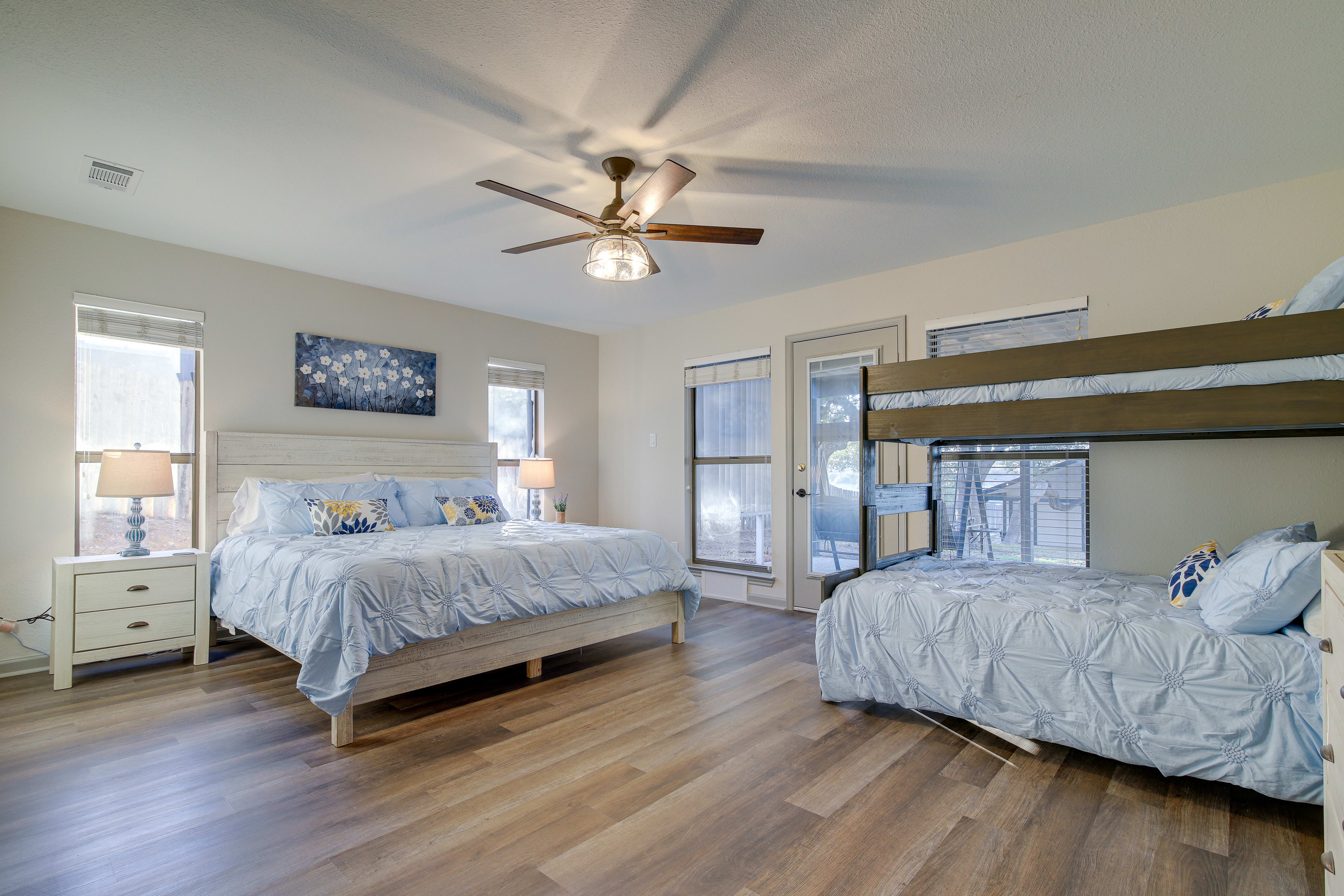 Bedroom 4 | Basement | King Bed | Twin/Full Bunk Bed | Smart TV | Patio Access