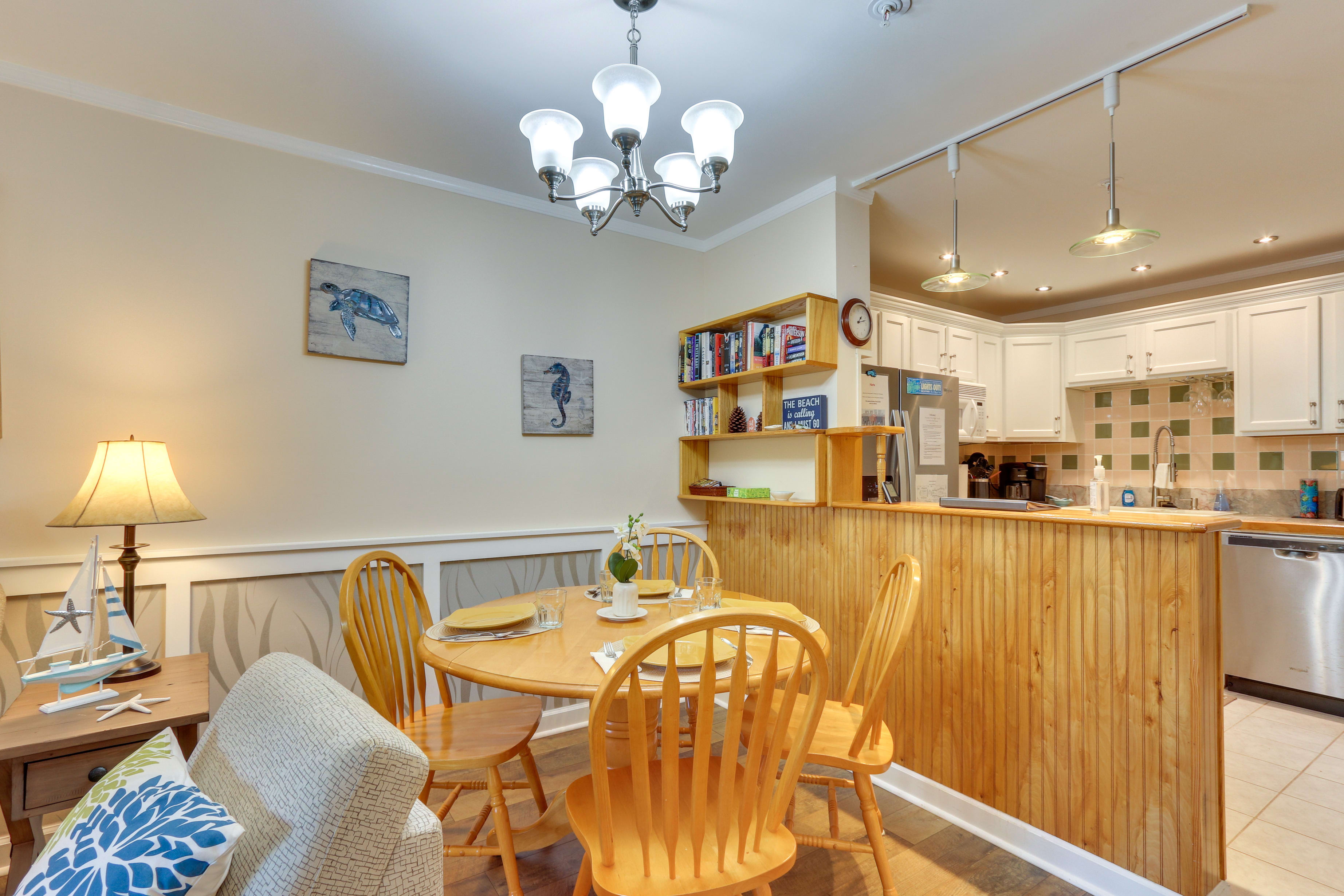 Dining Area | Dishware/Flatware | Trash Bags/Paper Towels | High Chair