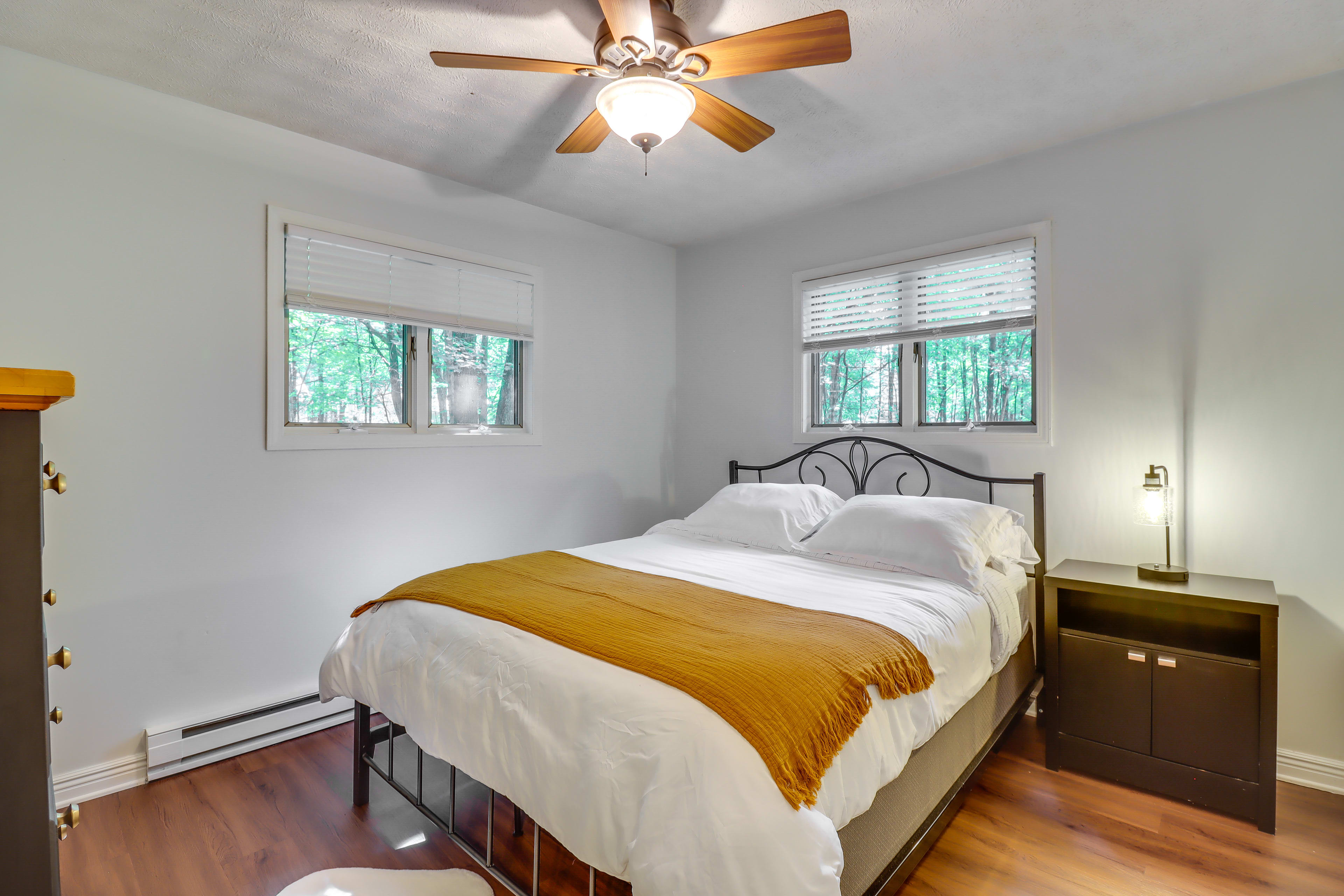 Bedroom 1 | 1st Floor | Queen Bed | Linens Provided | Ceiling Fans